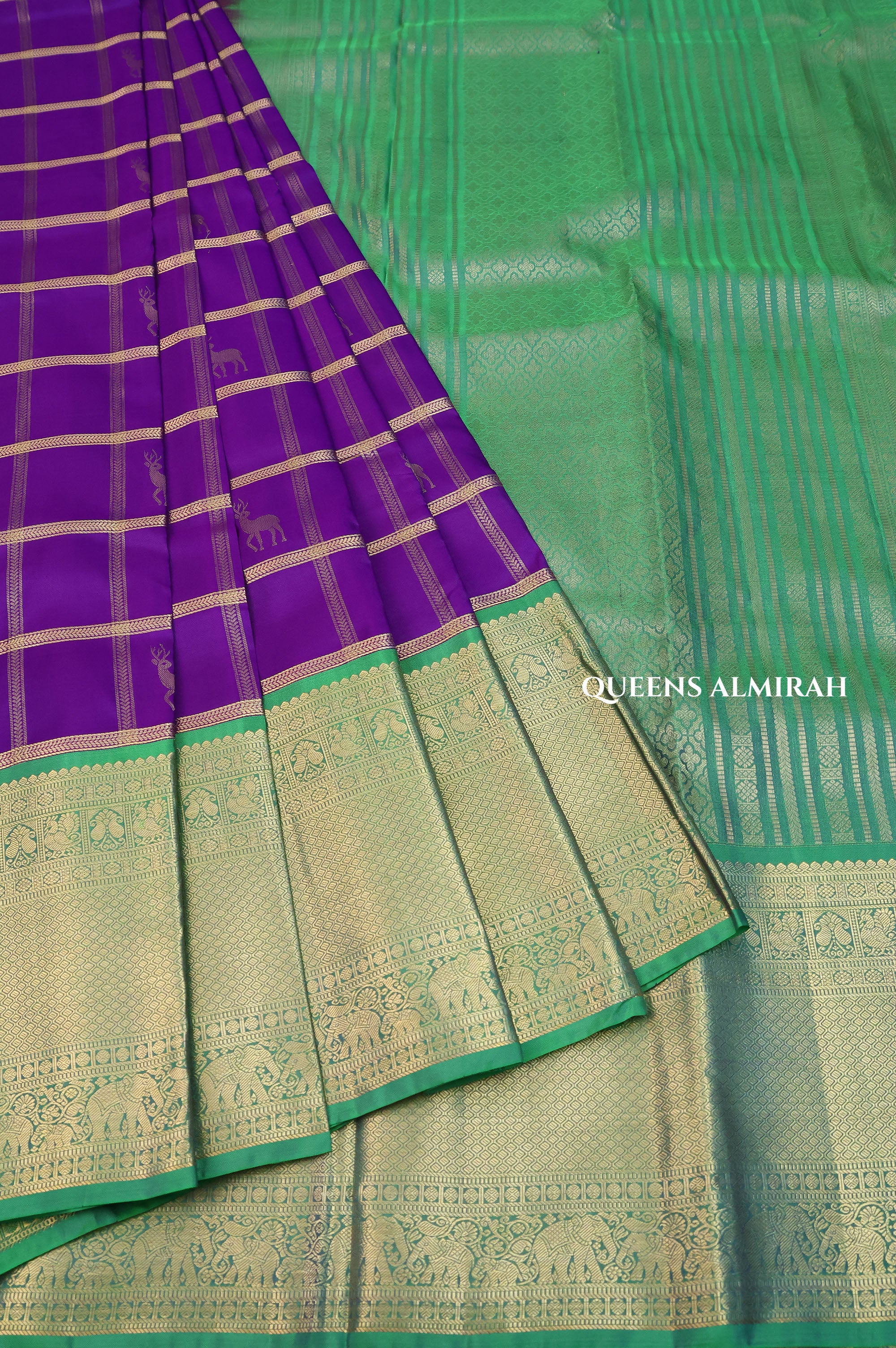 Deep Purple With Green Budget Kanchivaram Silk Saree