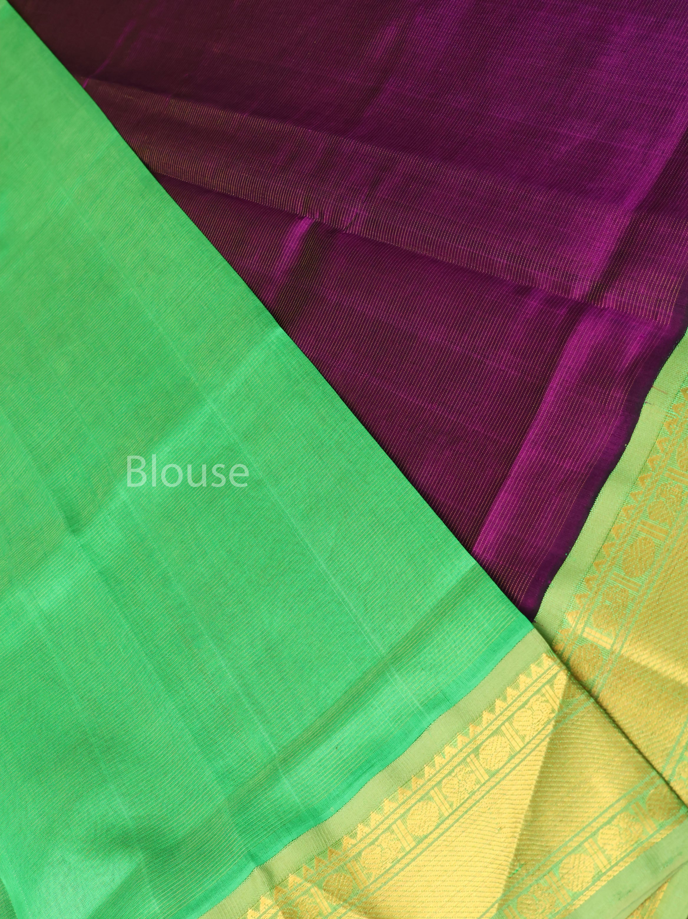 Purple With Pista Green Pure Silk Cotton Saree