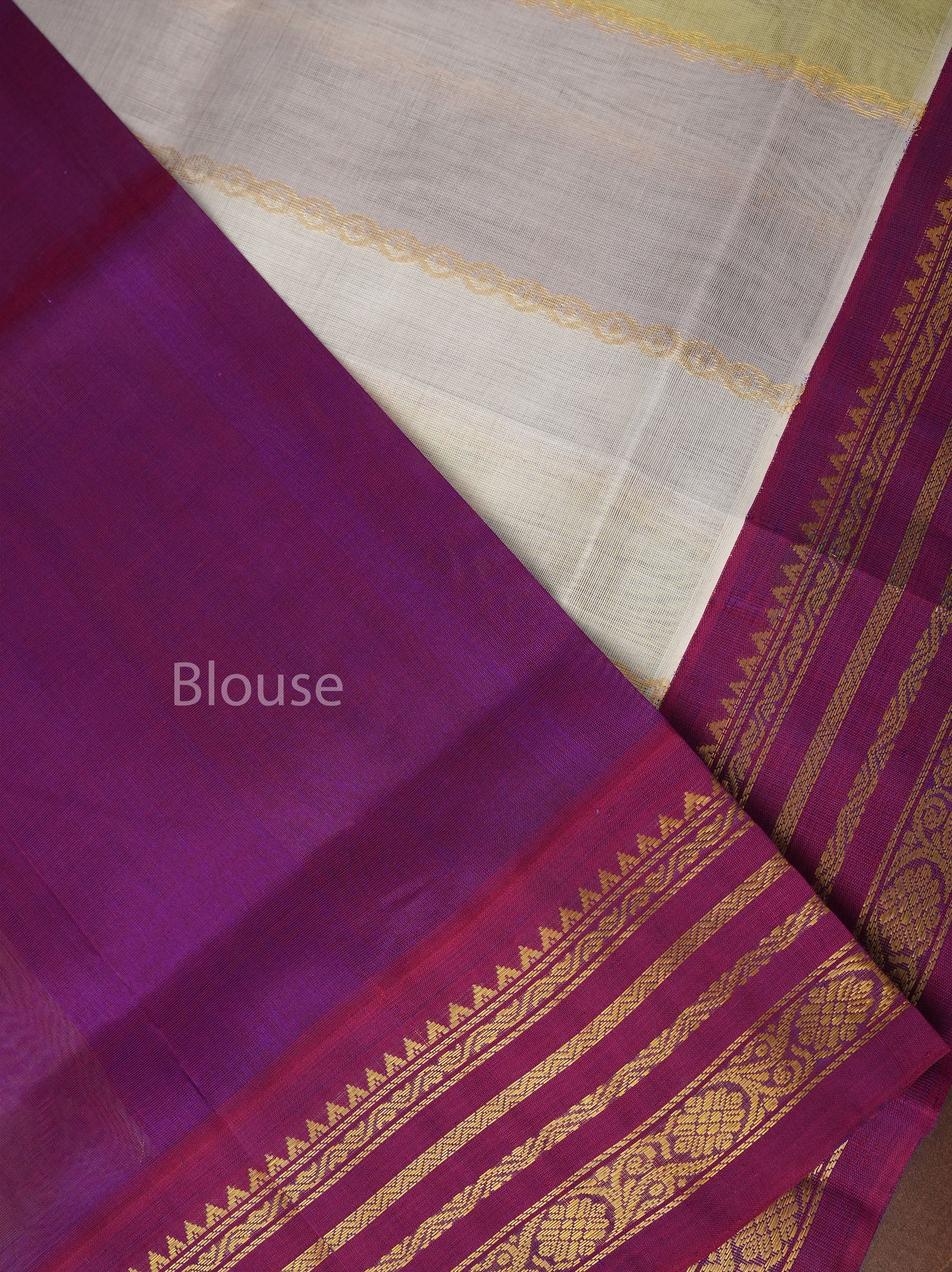 Pastel Shades With Purple Varisapet Border Pure Silk Cotton Saree