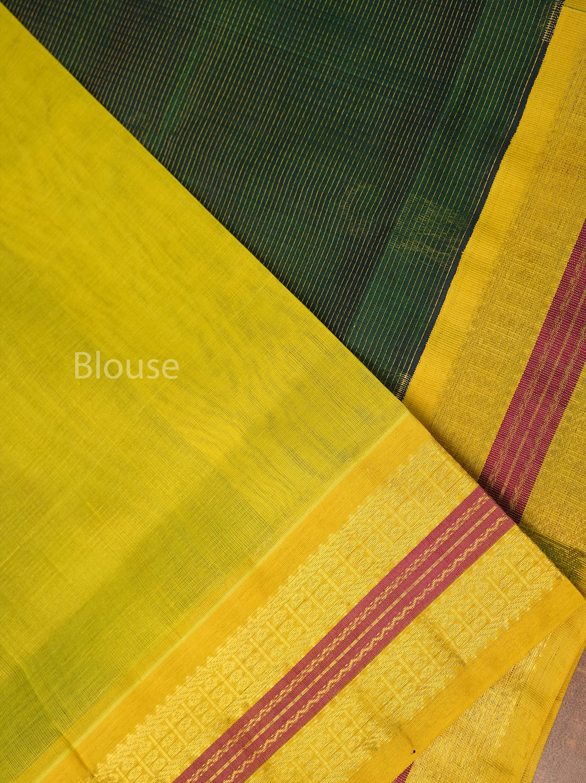 Green With Yellow Pure Silk Cotton Saree