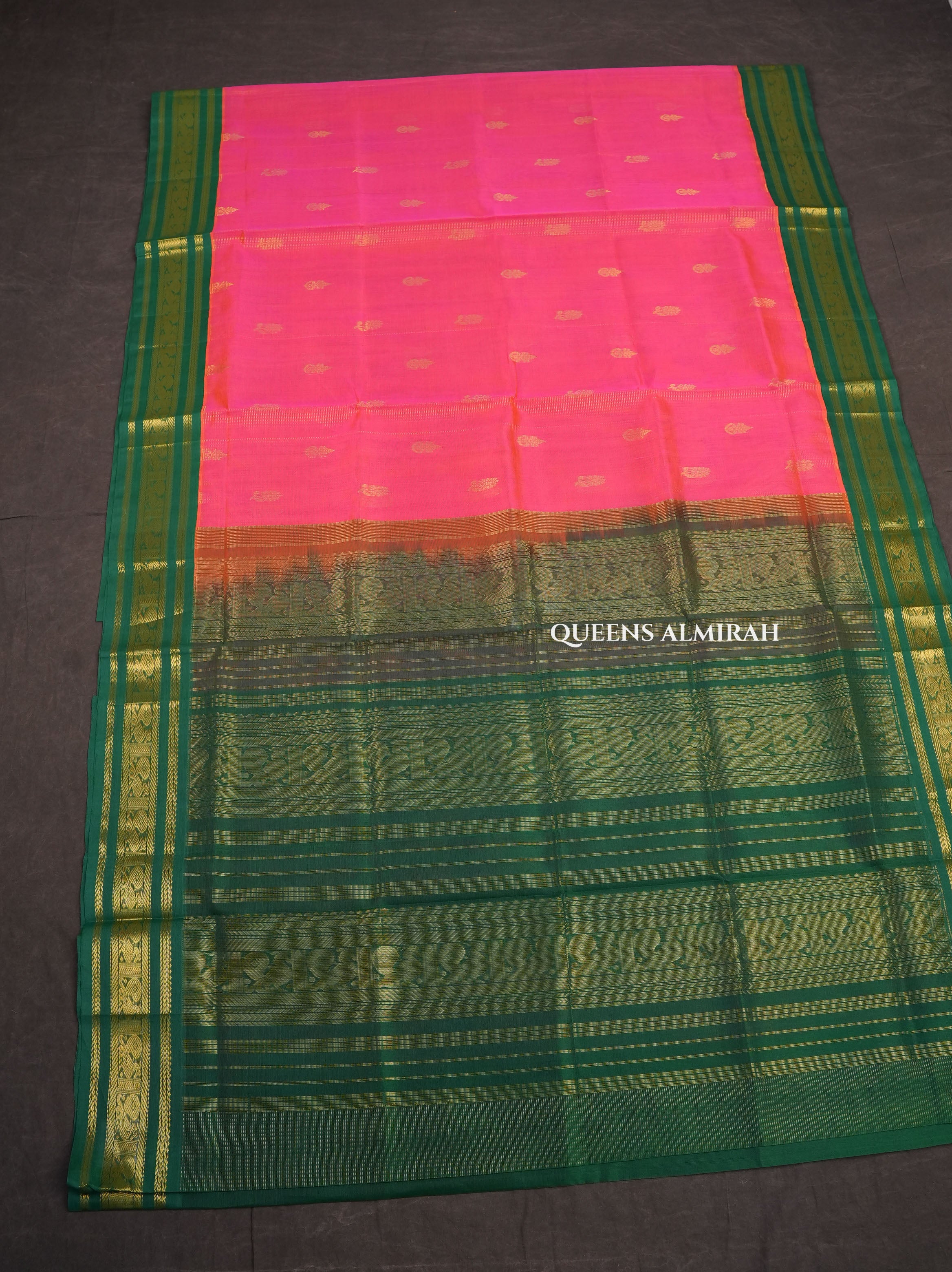 Pink With Green Pure Silk Cotton Saree