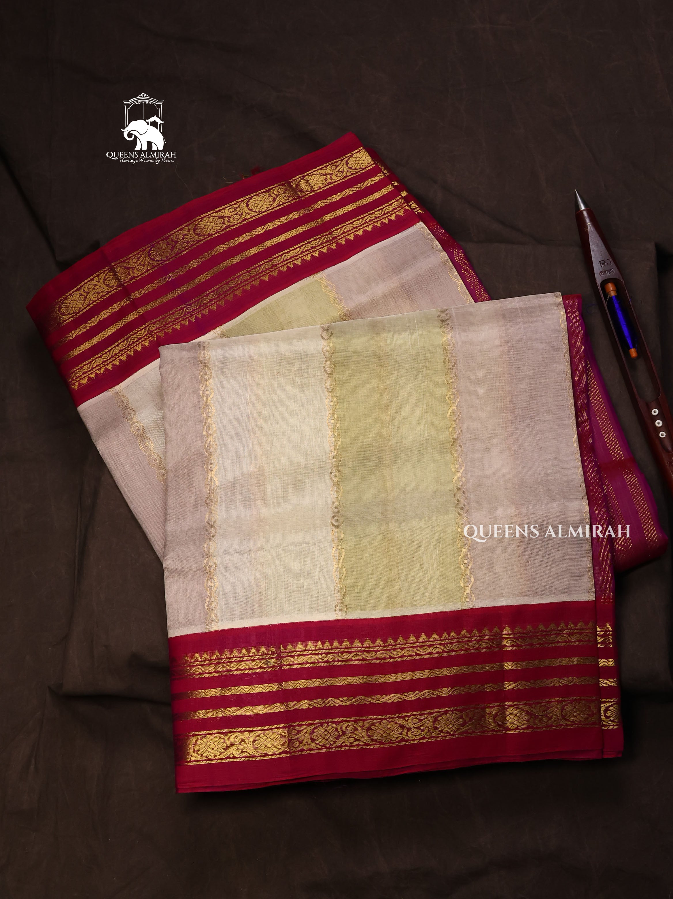 Pastel Shades With Purple Varisapet Border Pure Silk Cotton Saree