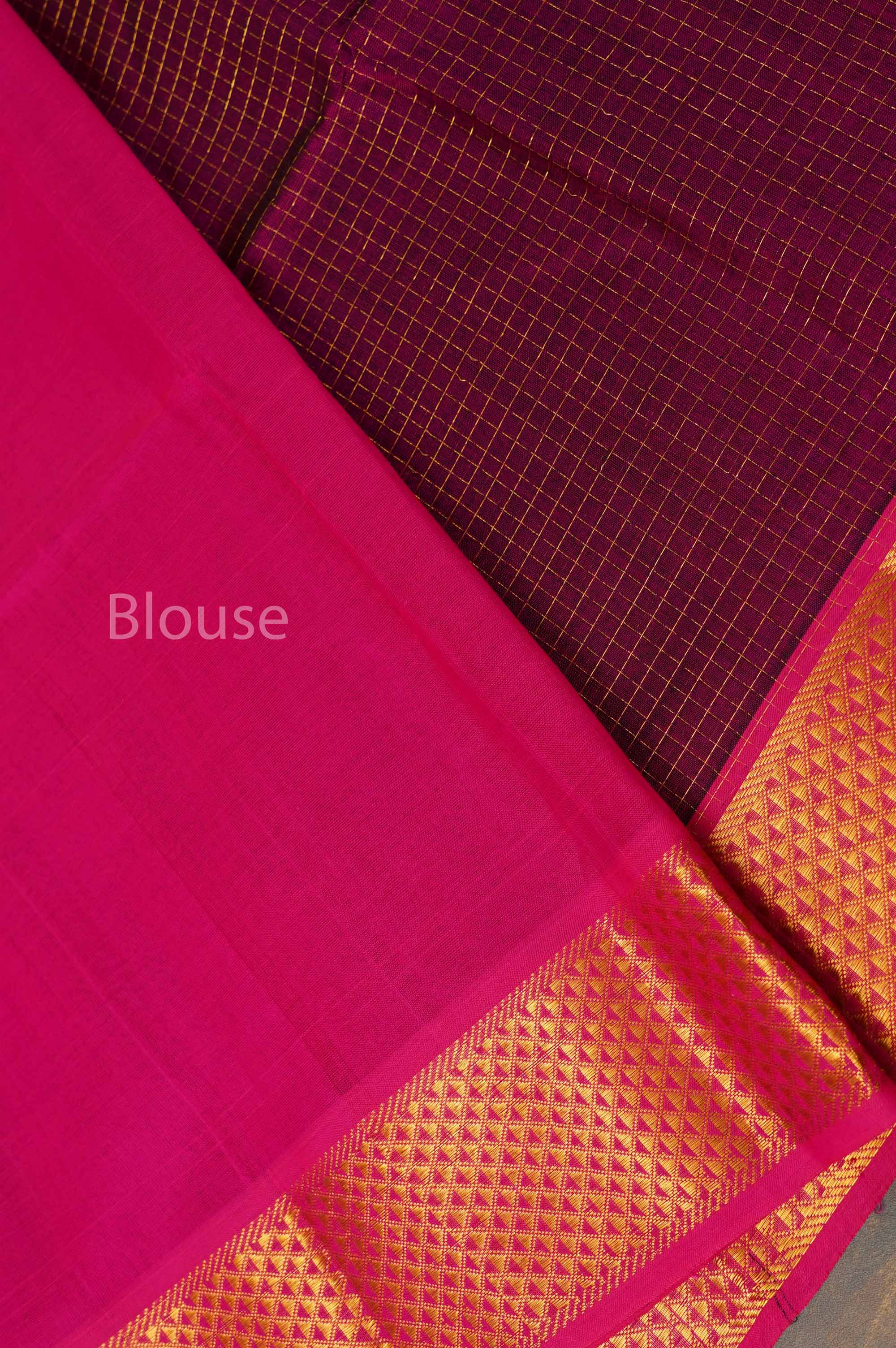 Purple With Pink Pure Silk Cotton Saree