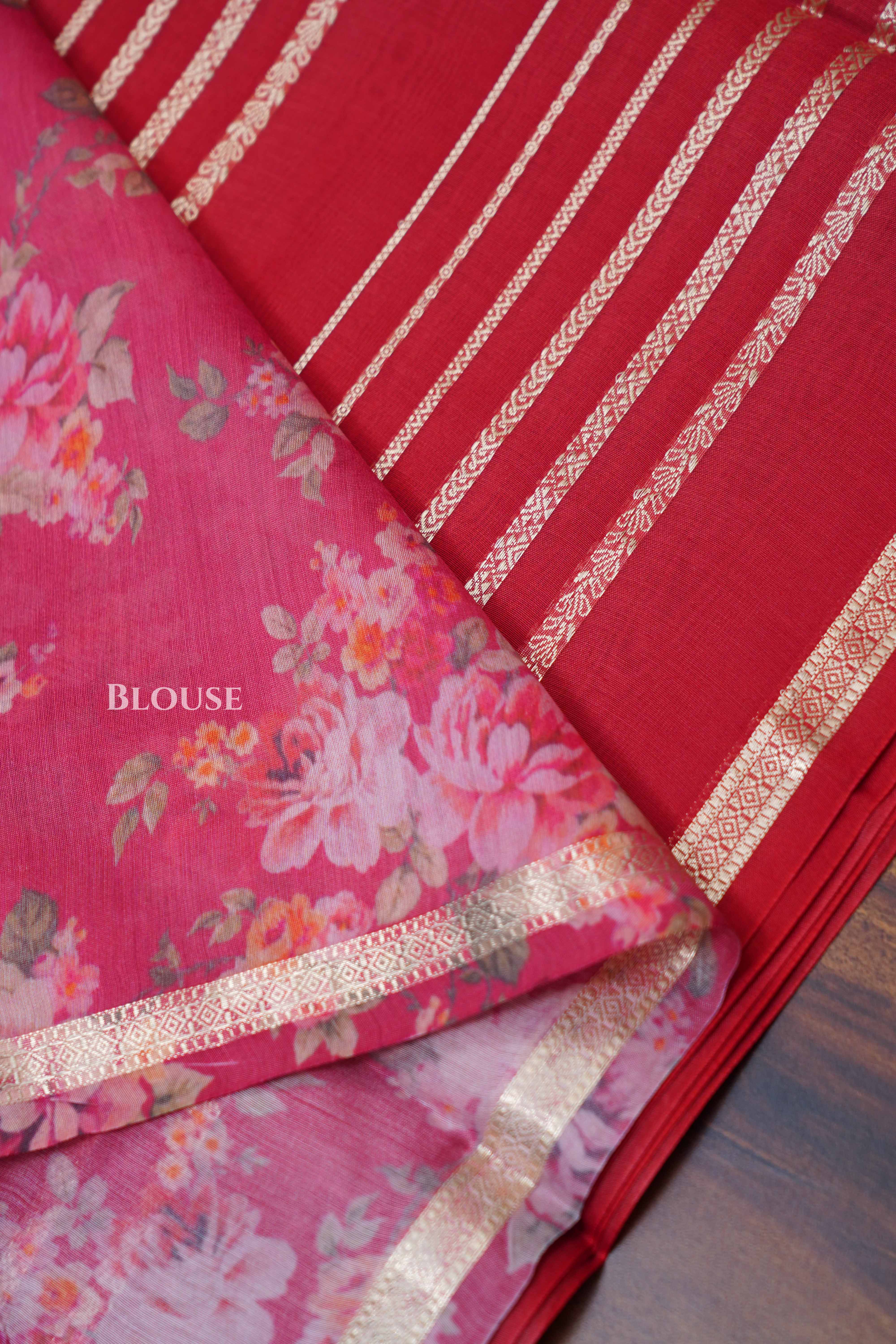 Maroon Chanderi Silk Cotton Saree