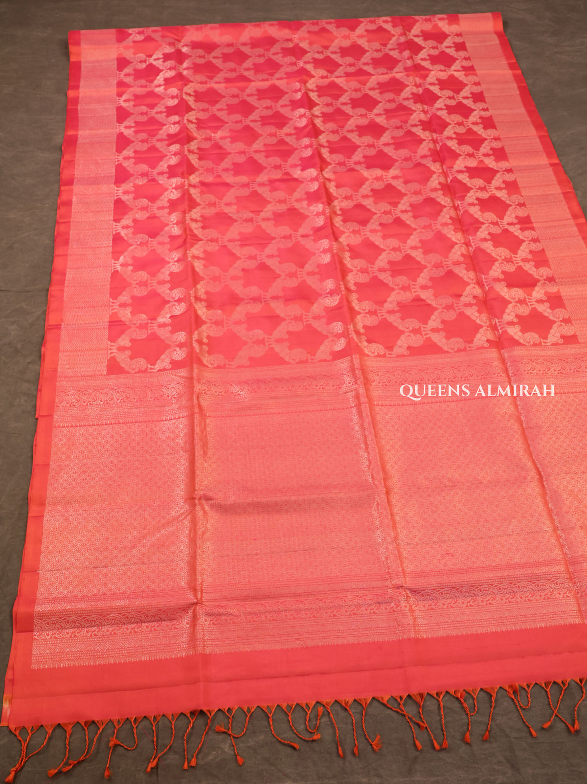 Carmine Pink Pure Soft Silk Saree