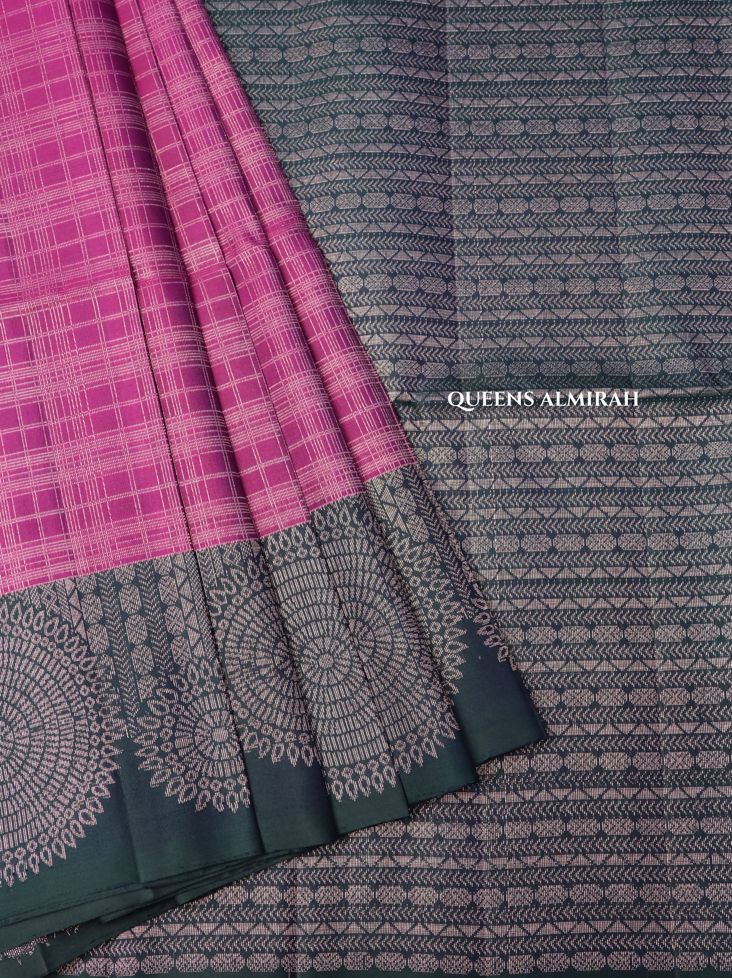 Purple With Dark Green Pure Soft Silk Saree