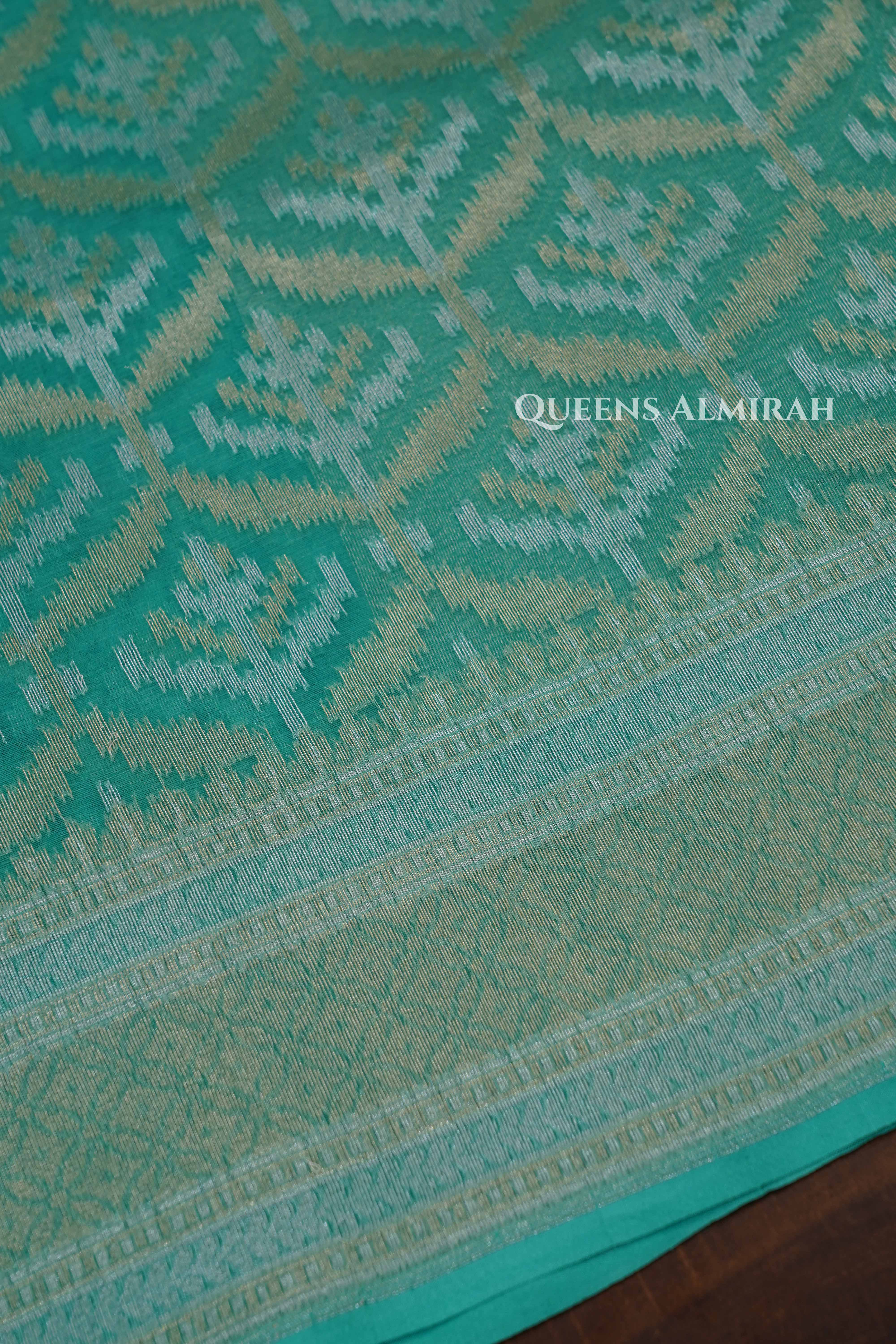 Sea Green Banarasi Organza Saree