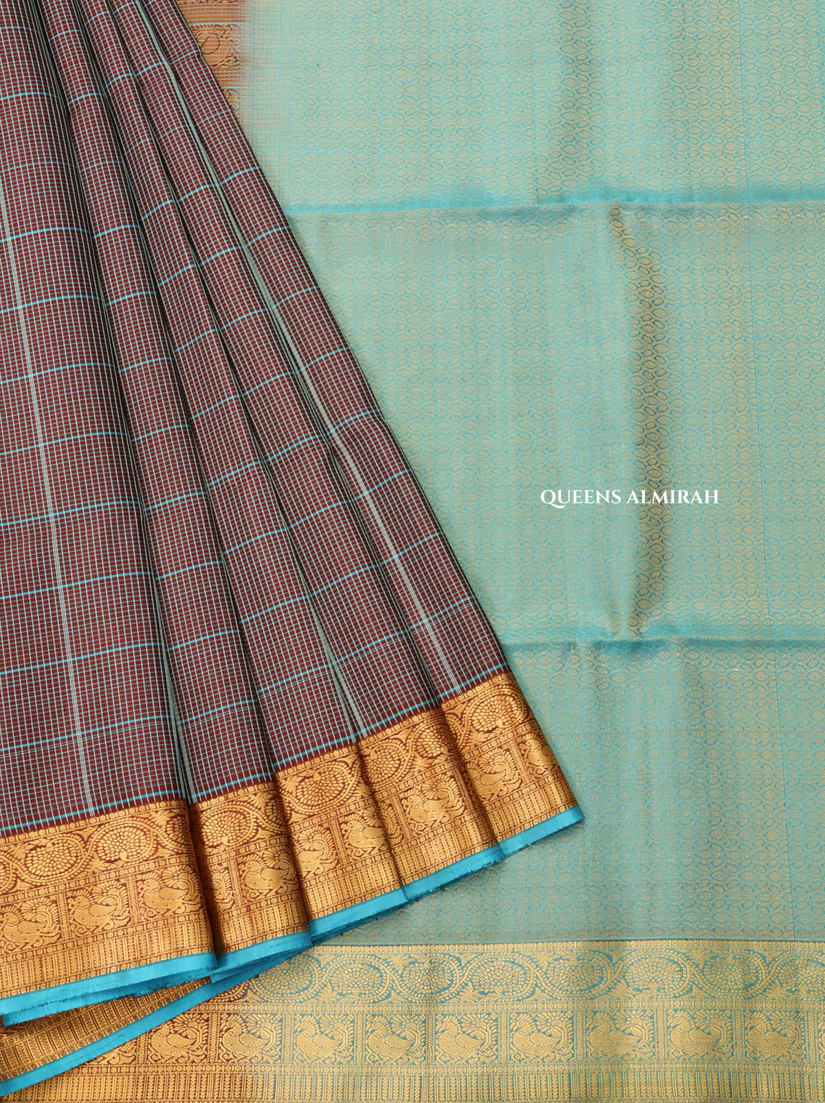 Maroon With Blue Pure Soft Silk Saree