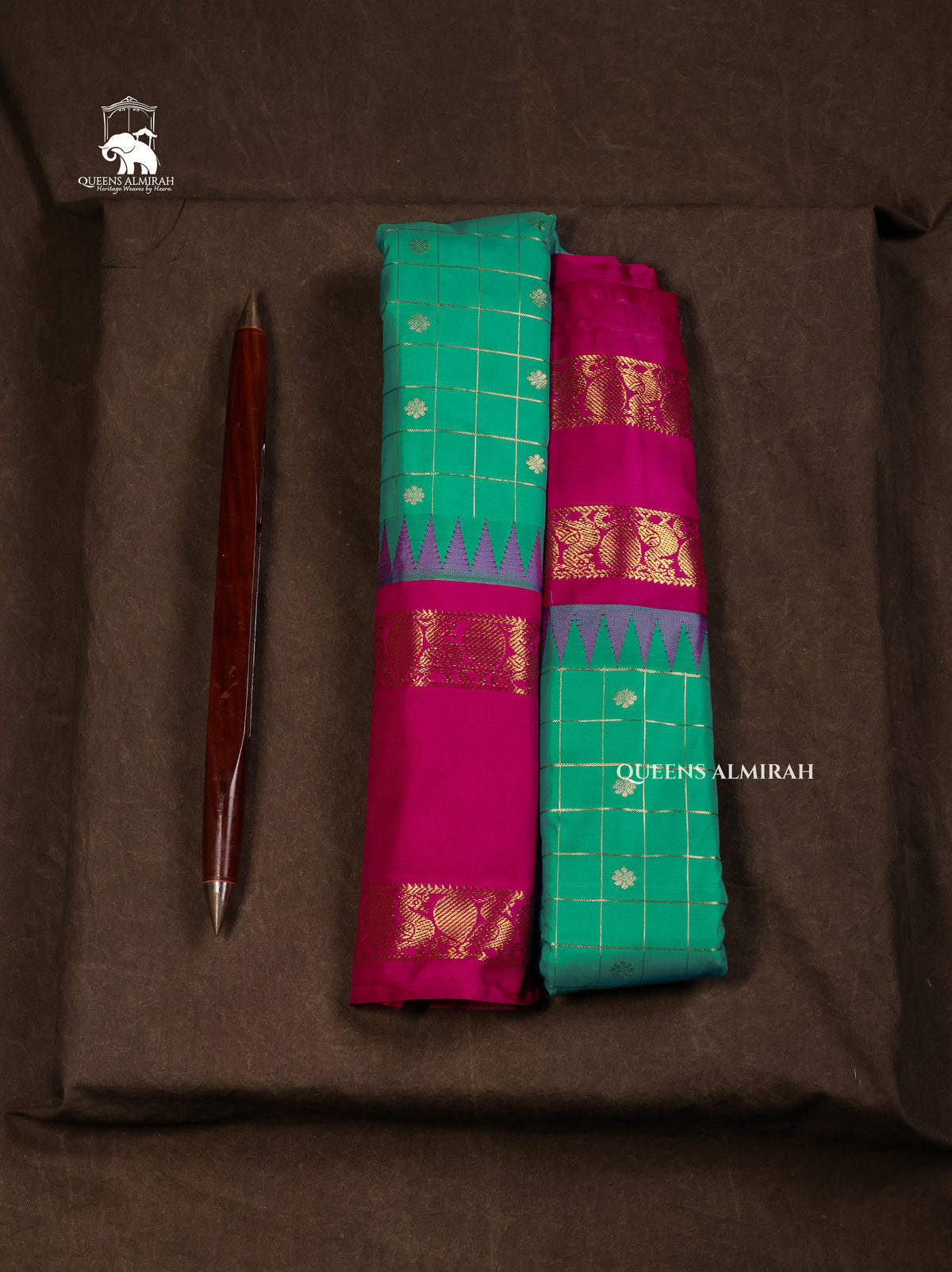 Blue With Purple Semi Gadwal Silk Saree
