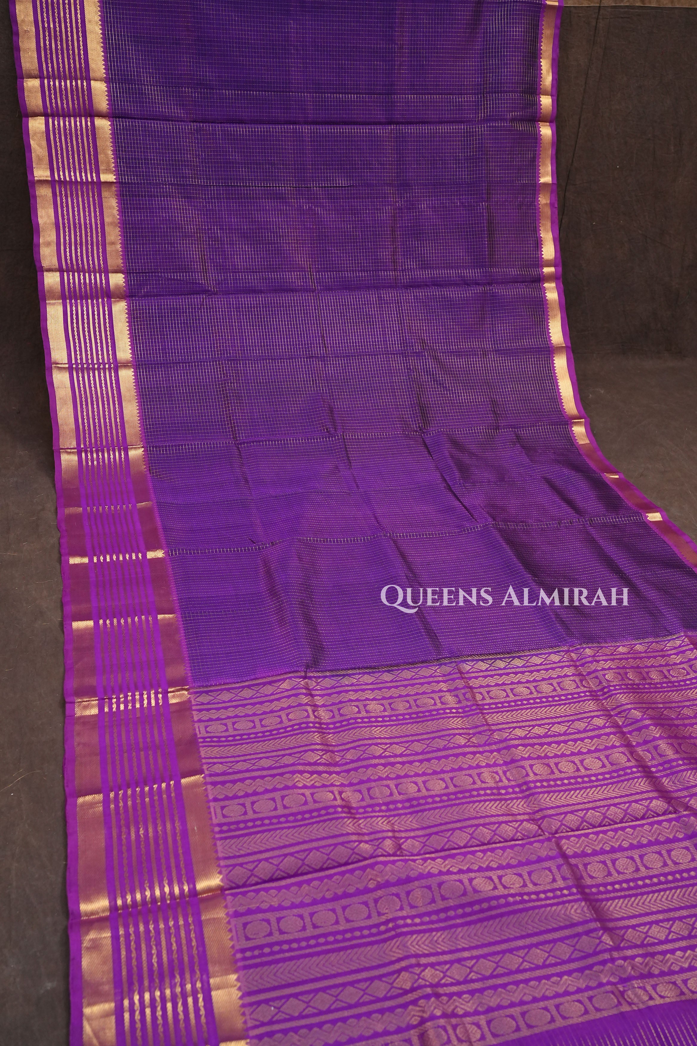Purple Kattam Pure Silk Cotton Saree