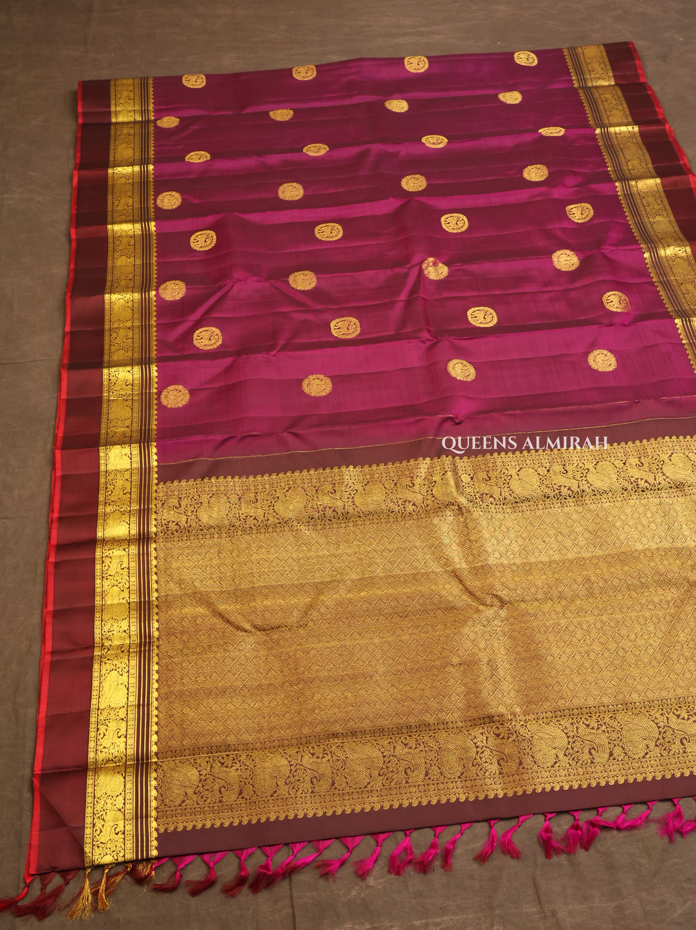Purple With Brown Pure Kanchivaram Silk Saree