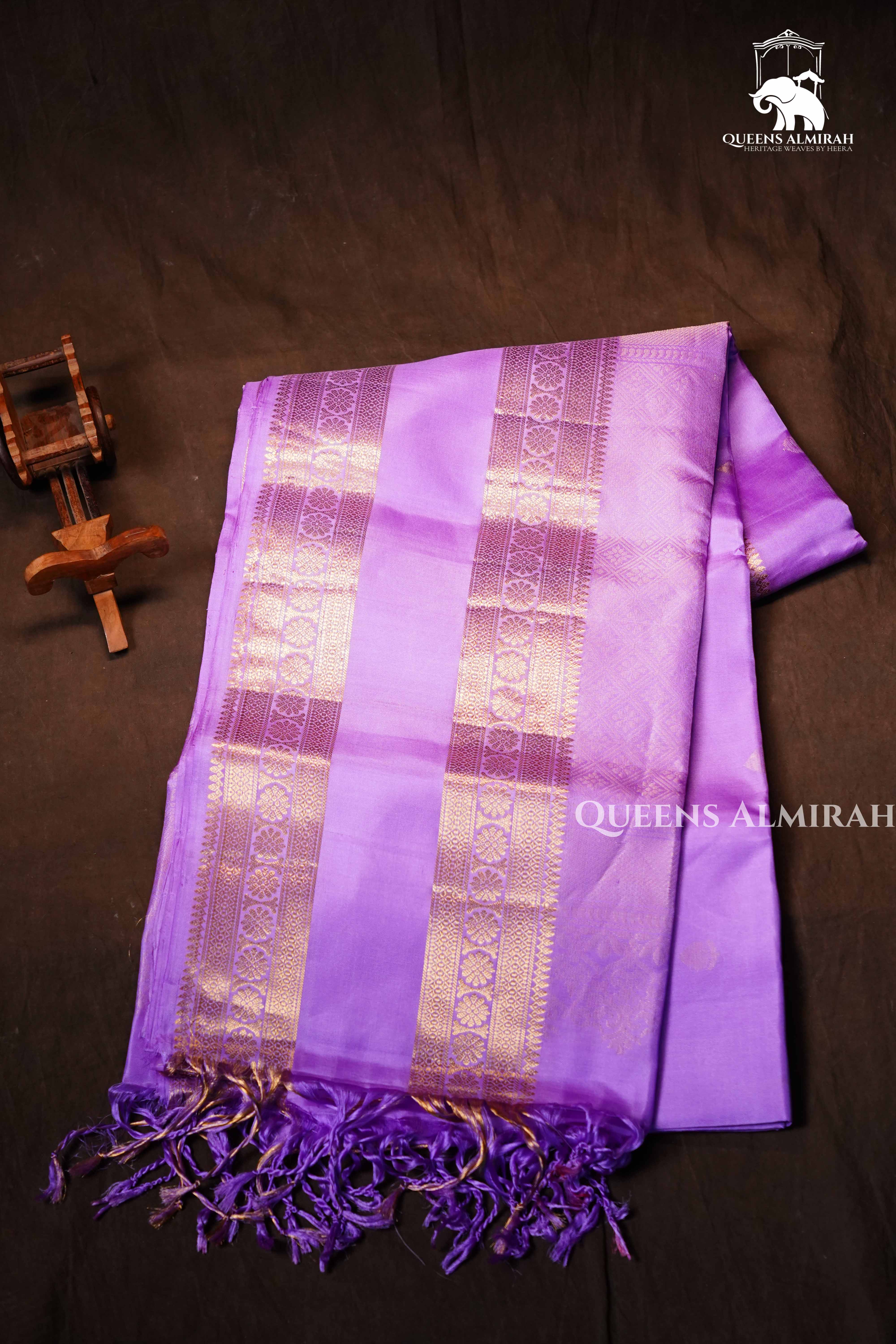 Lilac Purple Pure Soft Silk Saree