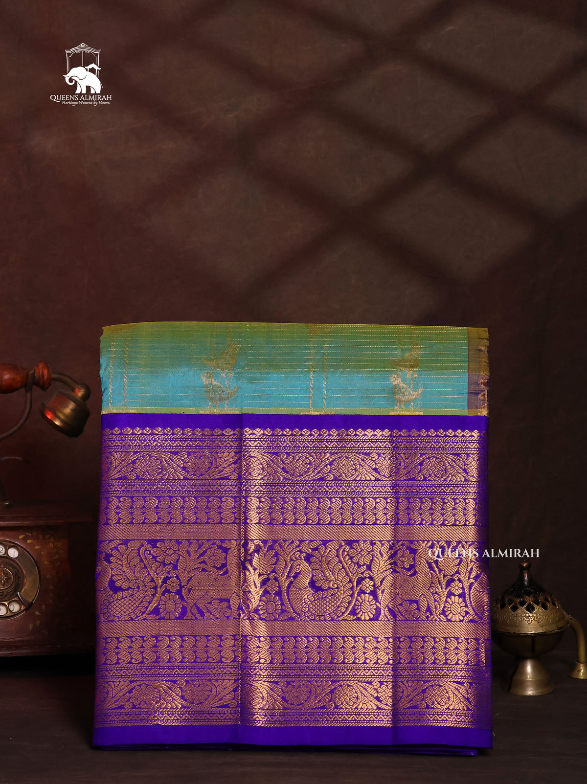 Blue With Purple Pure Silk Cotton Saree