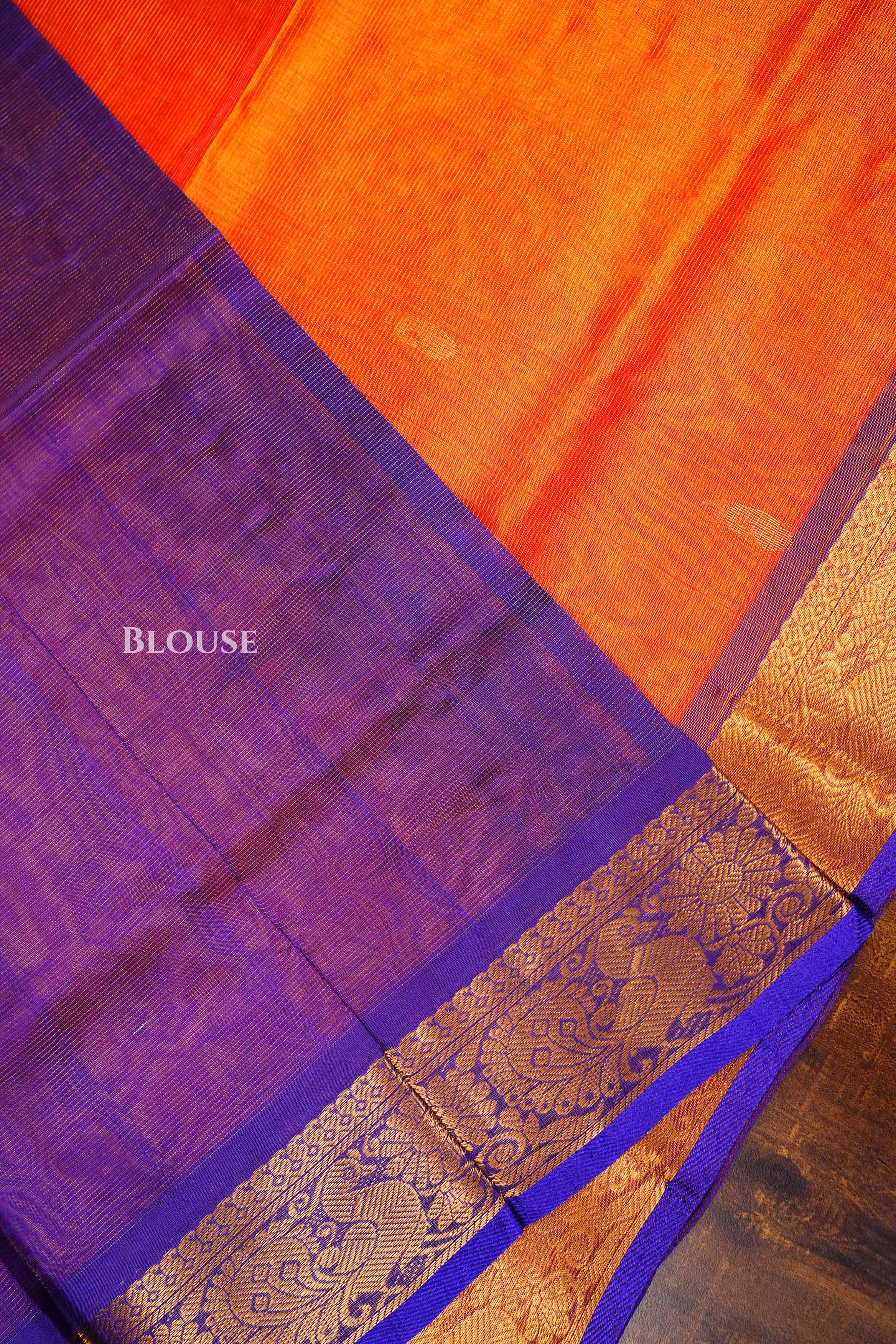 Orange With Purple Vairaoosi Pure Silk Cotton Saree