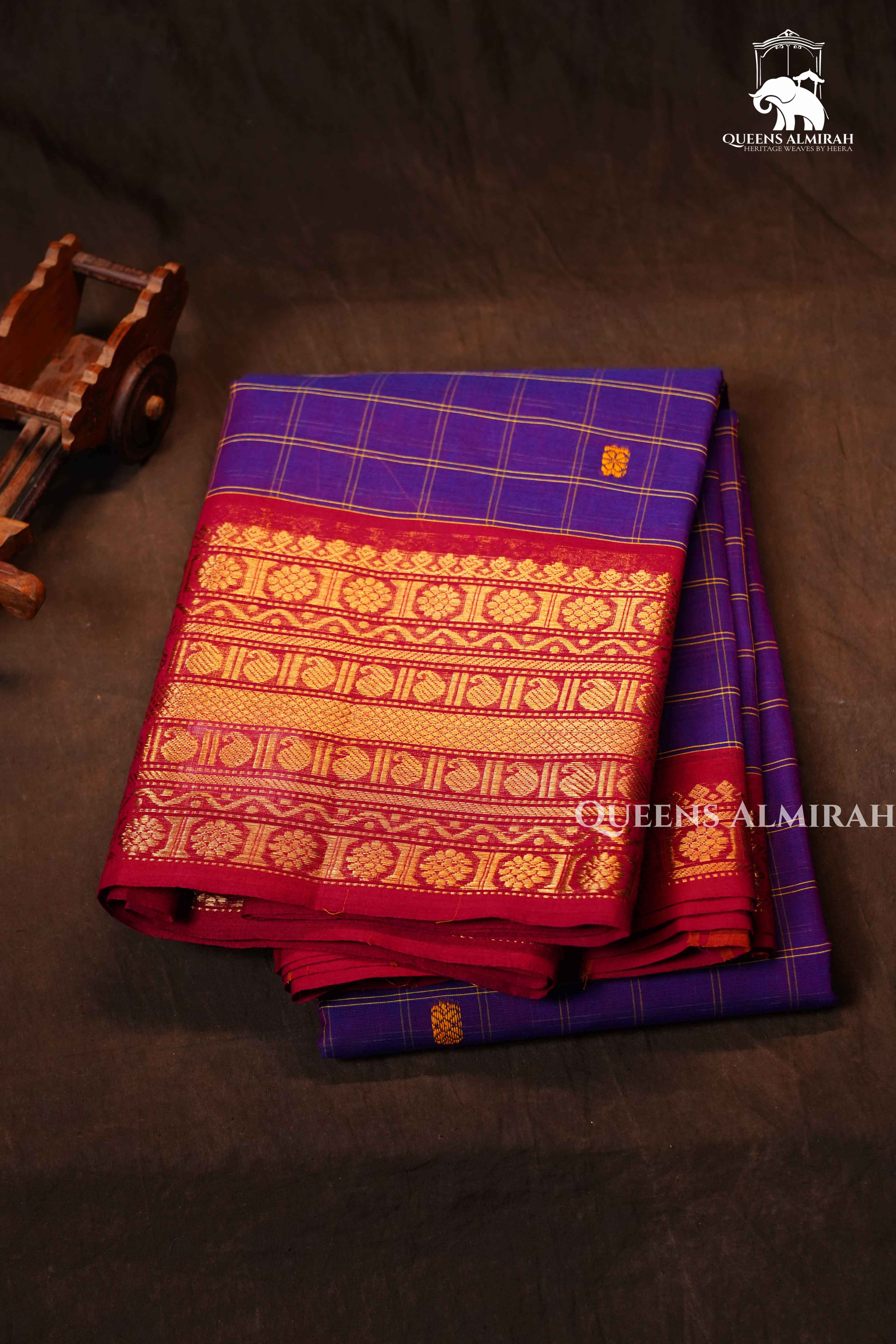 Purple With Red Kanchi Cotton Saree