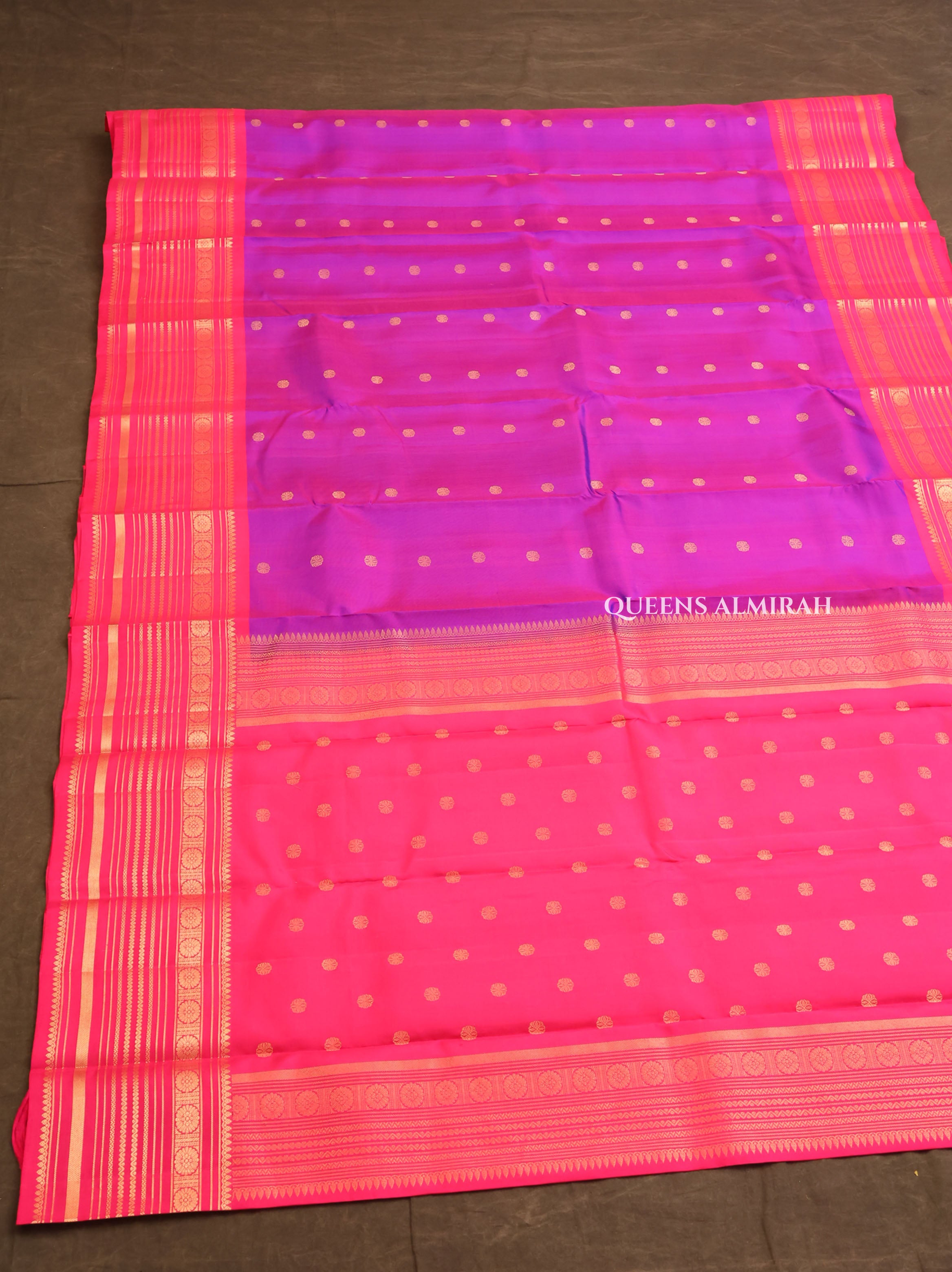 Vadamalli Purple With Rani Pink Pure Kanchivaram Silk Saree