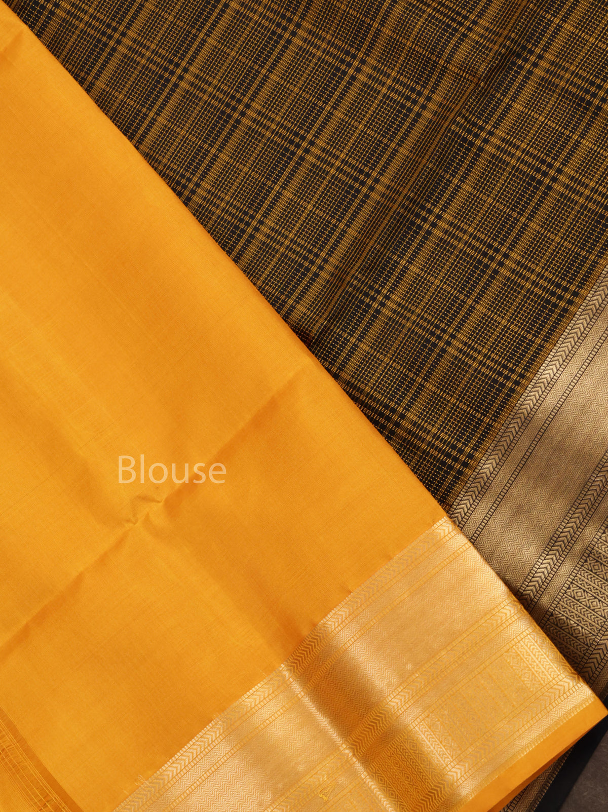 Black With Yellow Pure Soft Silk Saree