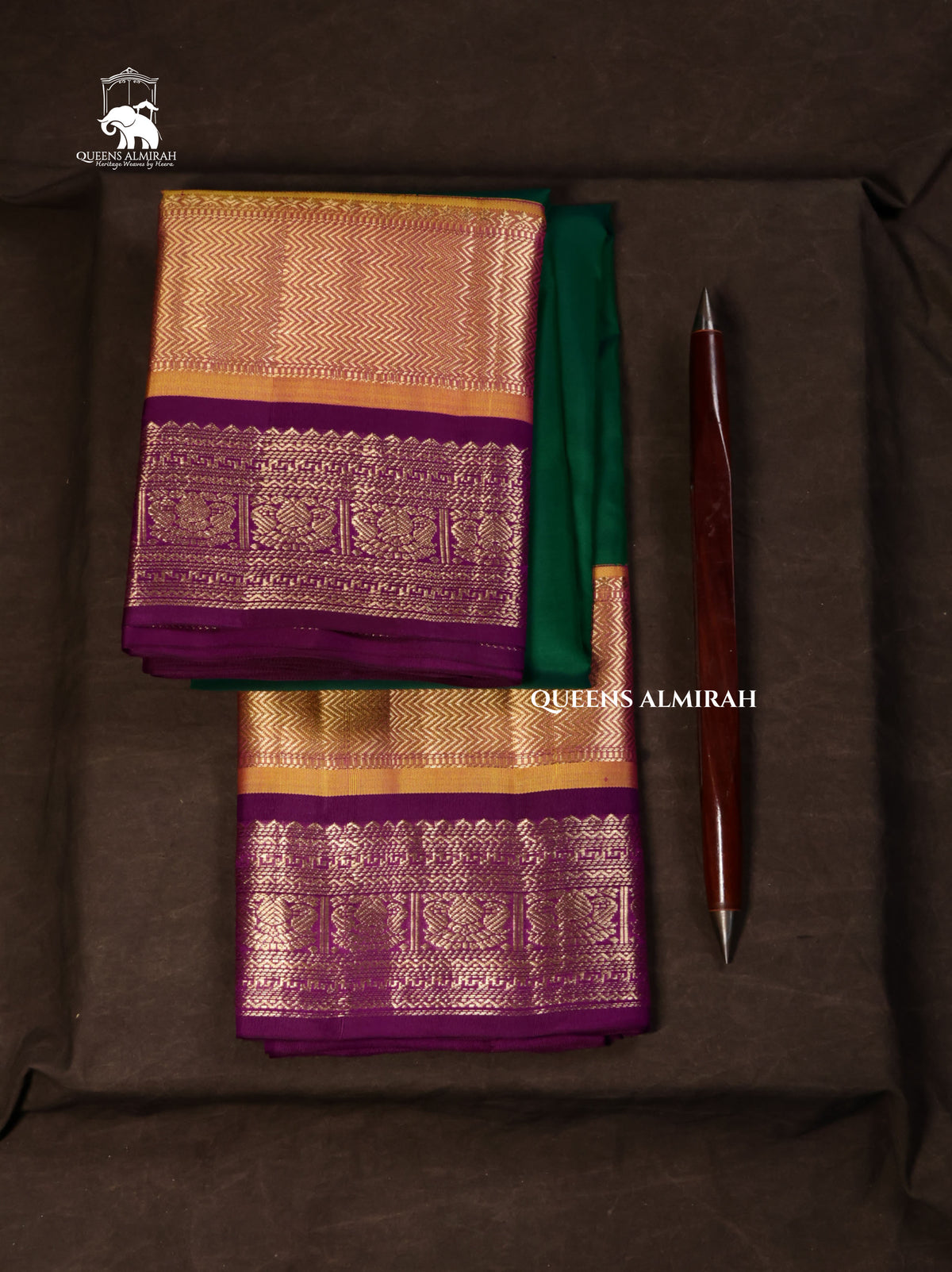 Meenakshi Green With Purple Pure Kanchivaram Silk Saree
