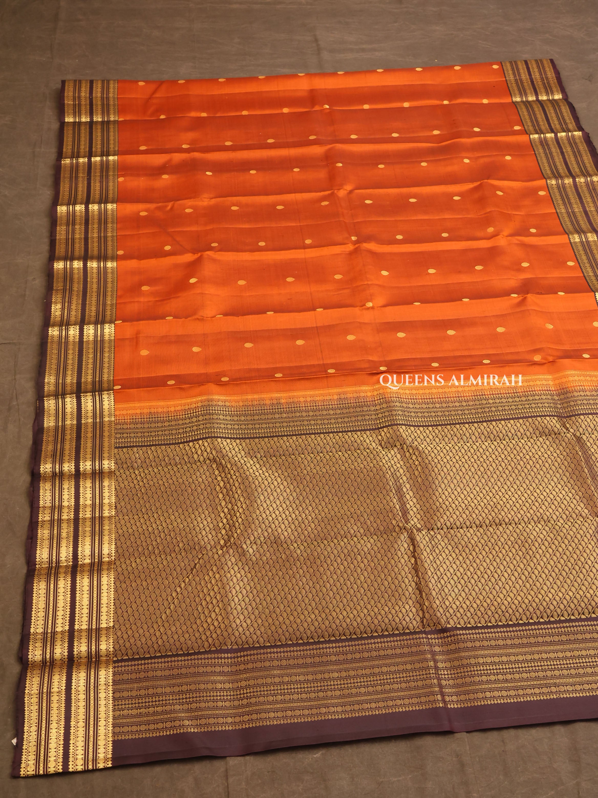 Rust Orange With Brown Pure Kanchivaram Silk Saree