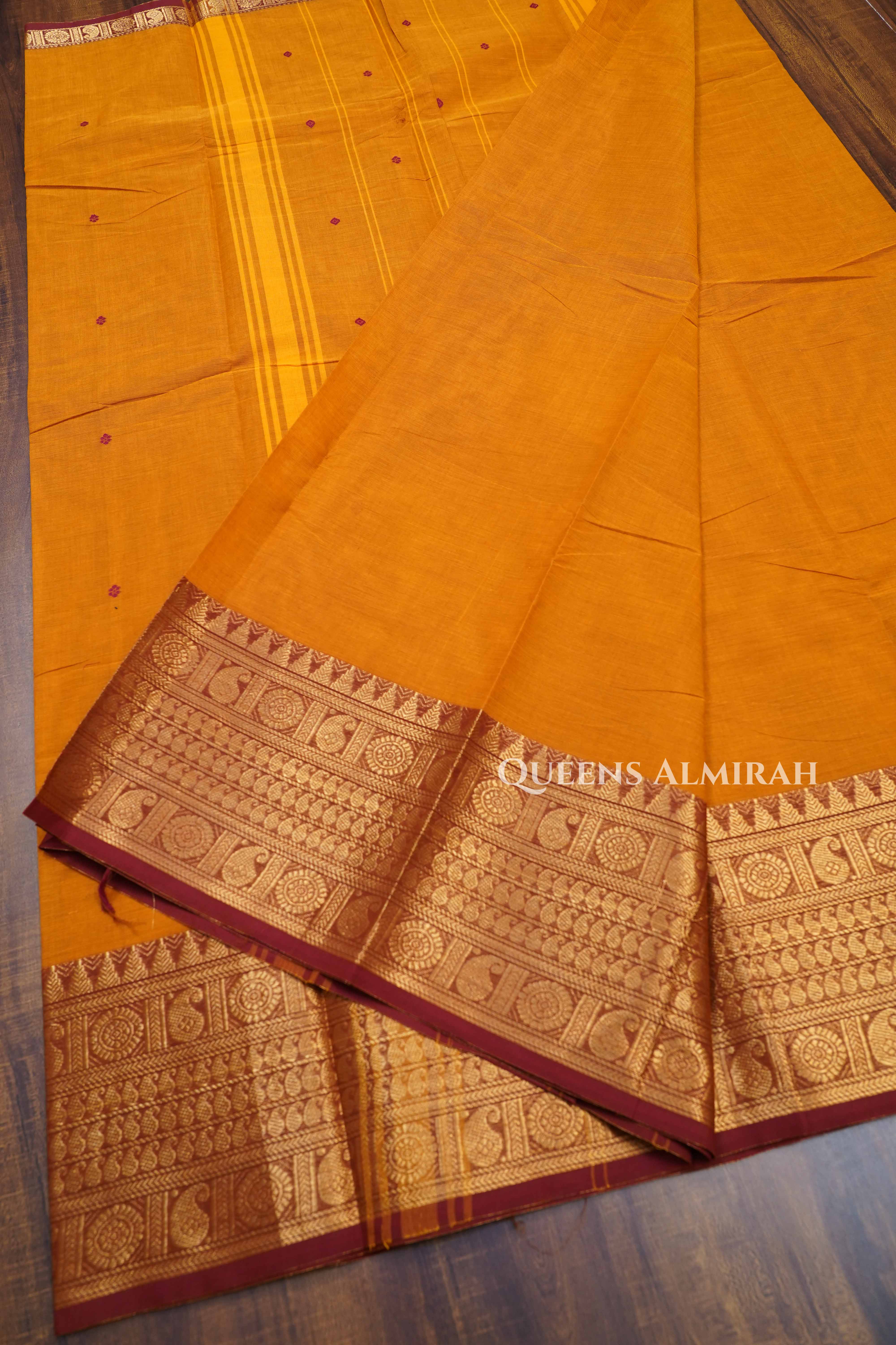 Papaya Orange Kanchi Cotton Saree