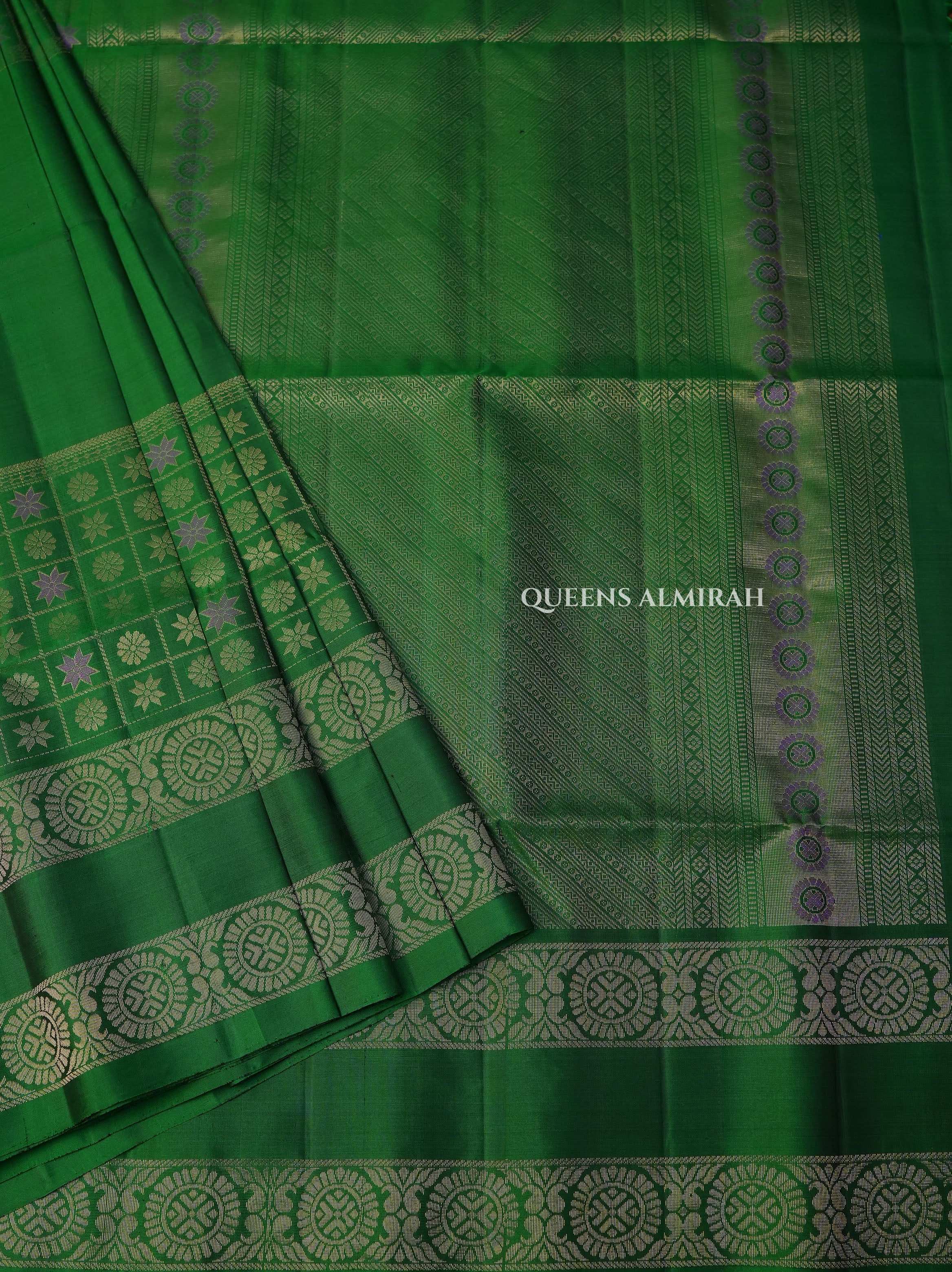 Meenakshi Green Athangudi Inspired Pure Soft Silk Saree