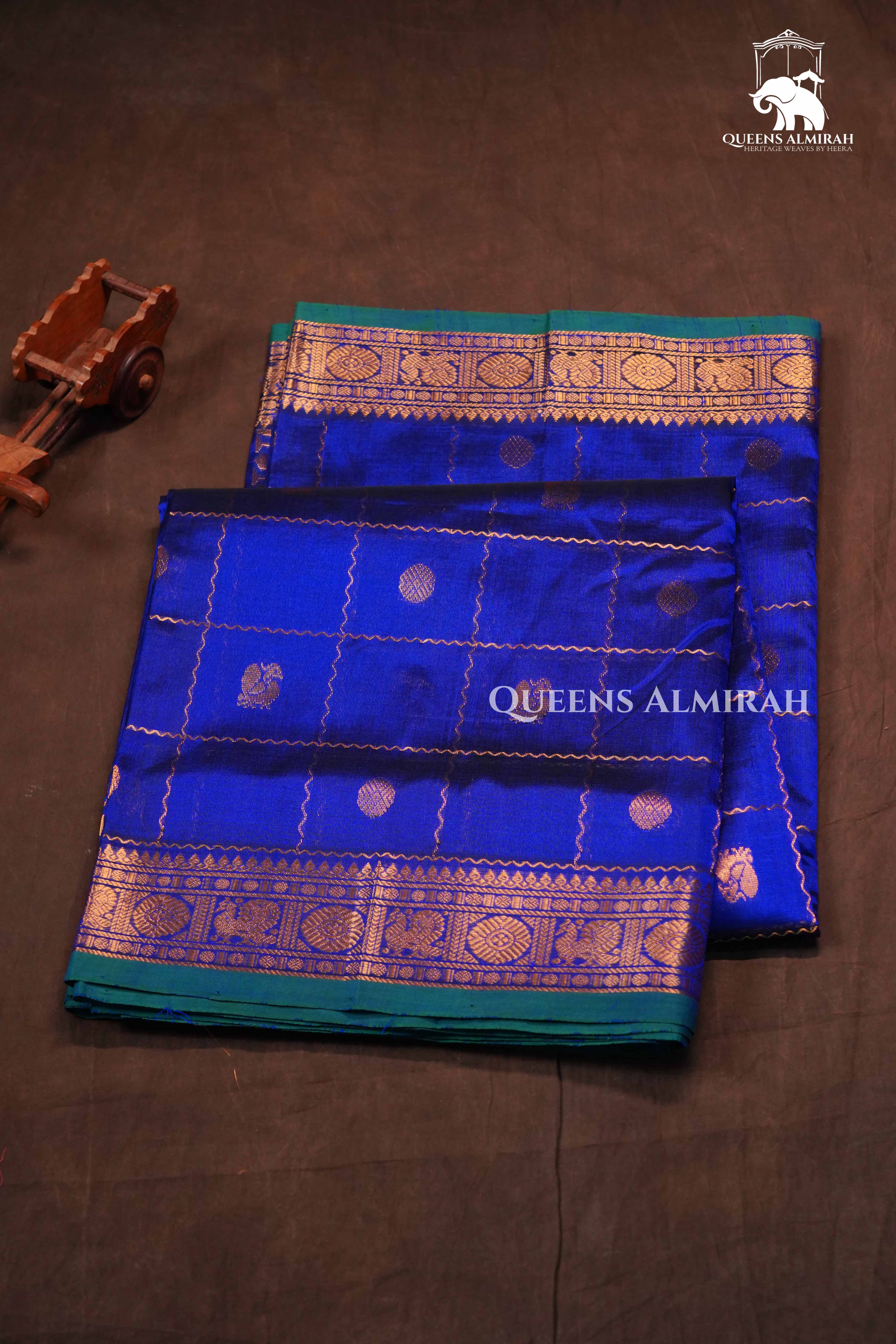 Royal Blue Pure Kanchi Silk Cotton Saree
