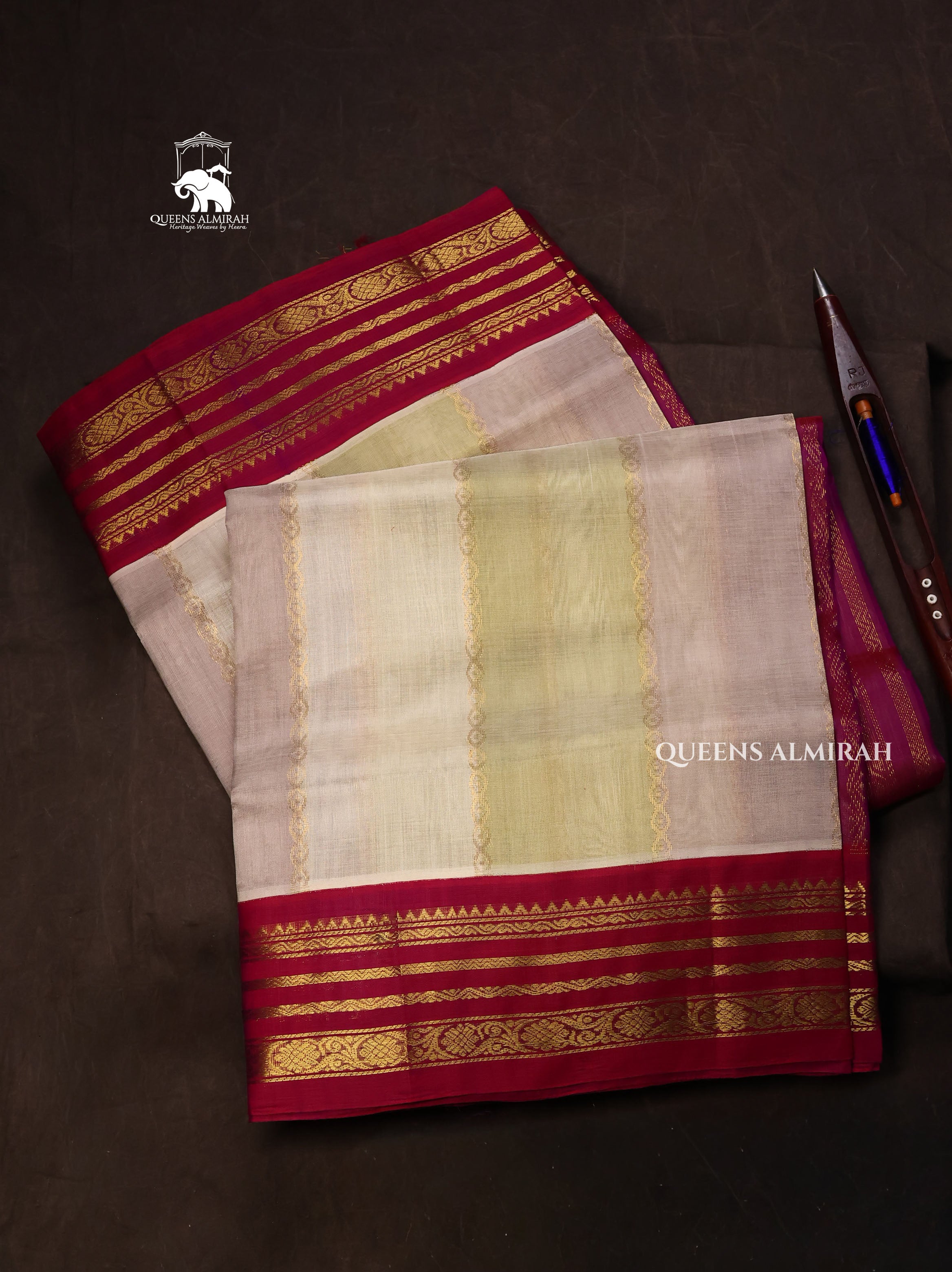 Pastel Shades With Purple Varisapet Border Pure Silk Cotton Saree