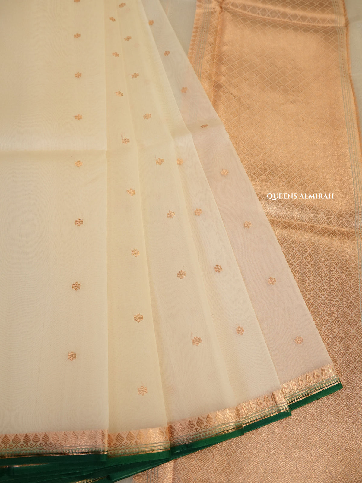 White Banarasi Kora Organza Silk saree