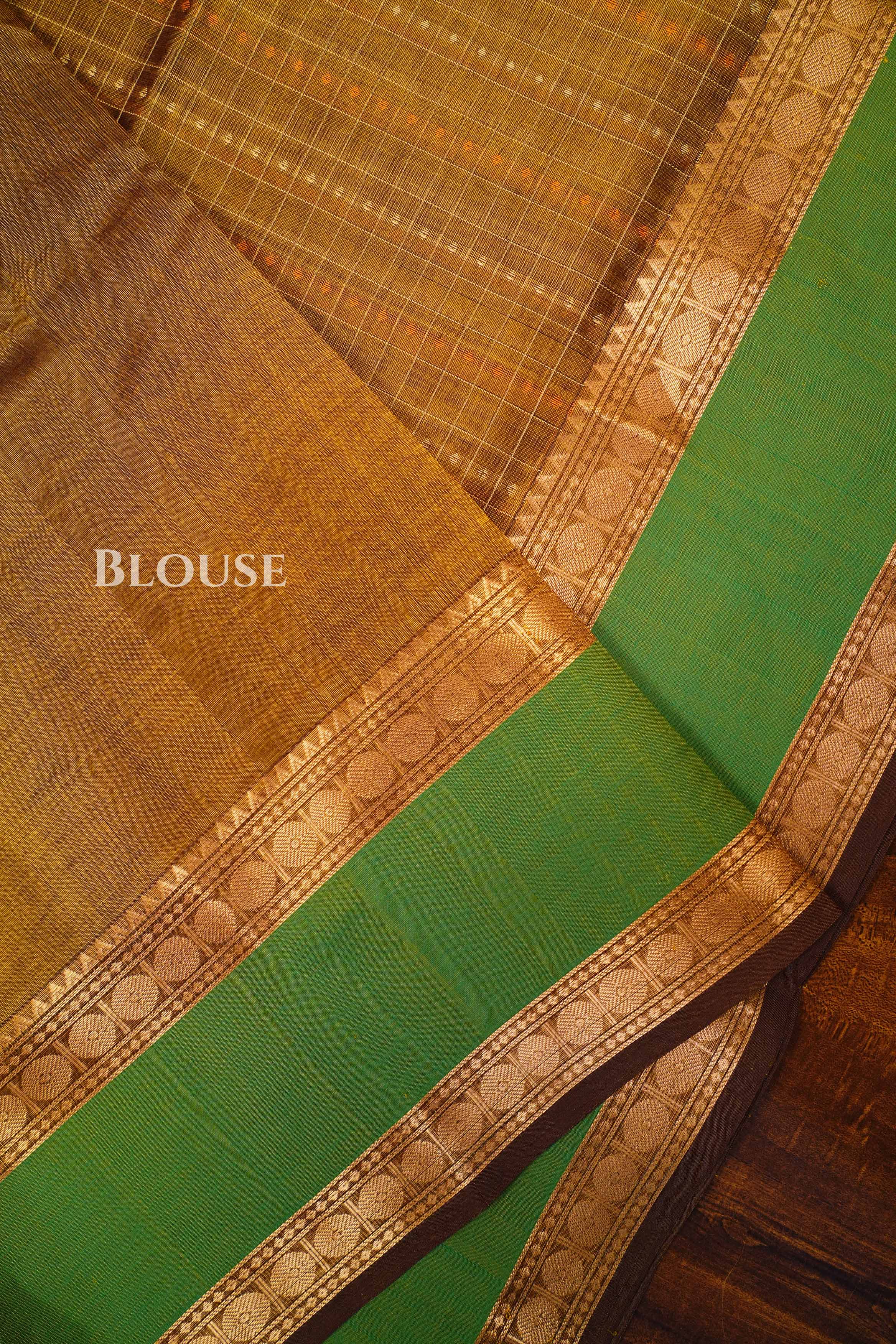 Mustard Green Chettinad Silk Cotton Saree