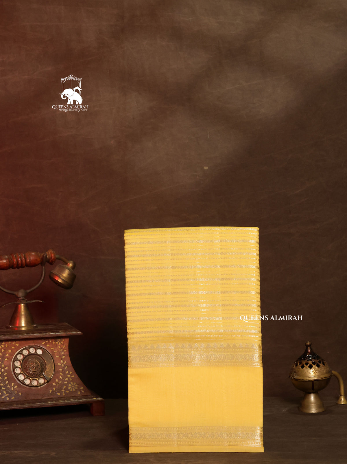 Yellow Chiniya Silk Saree