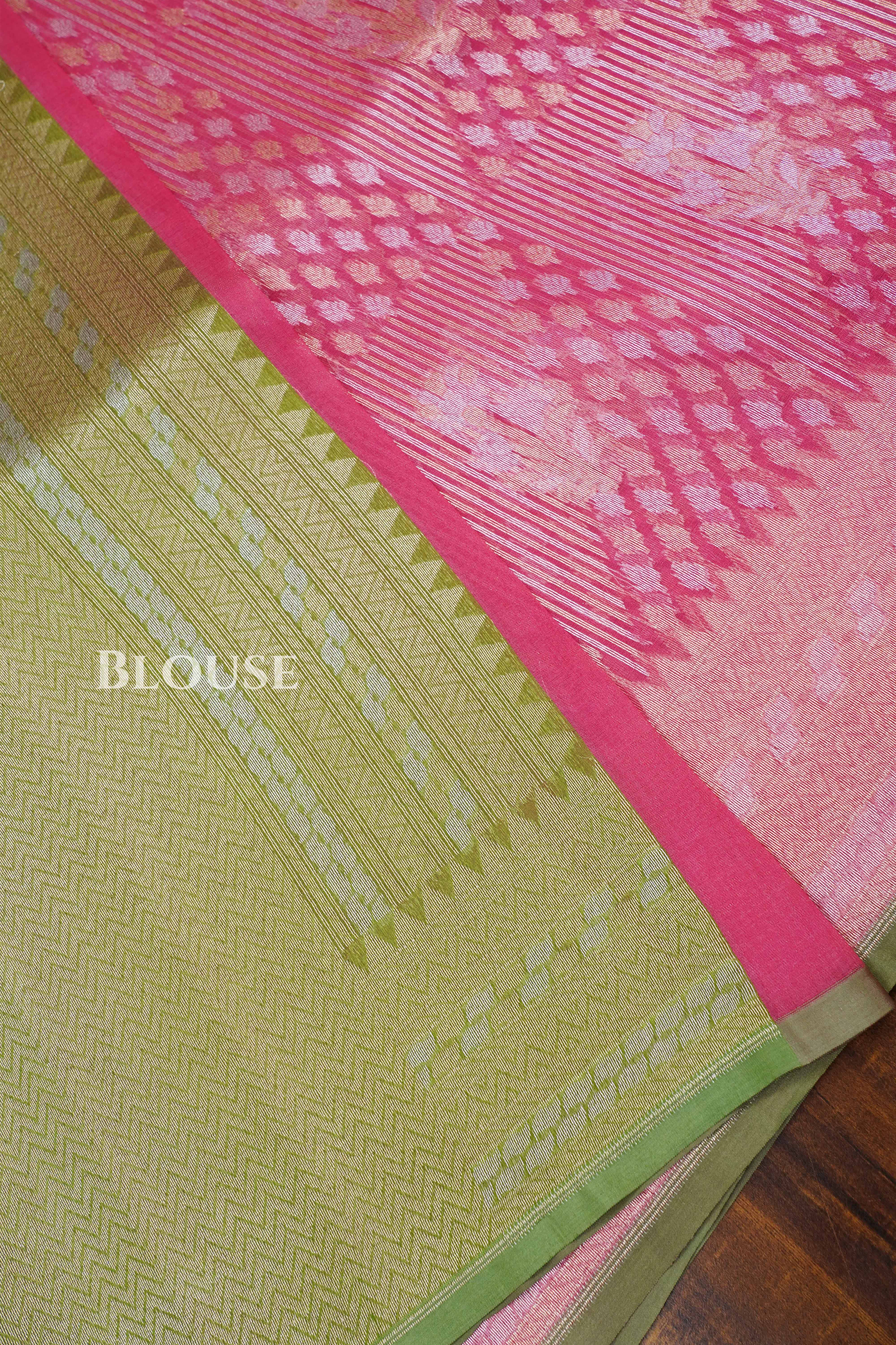 Pink Banarasi Organza Silk Saree