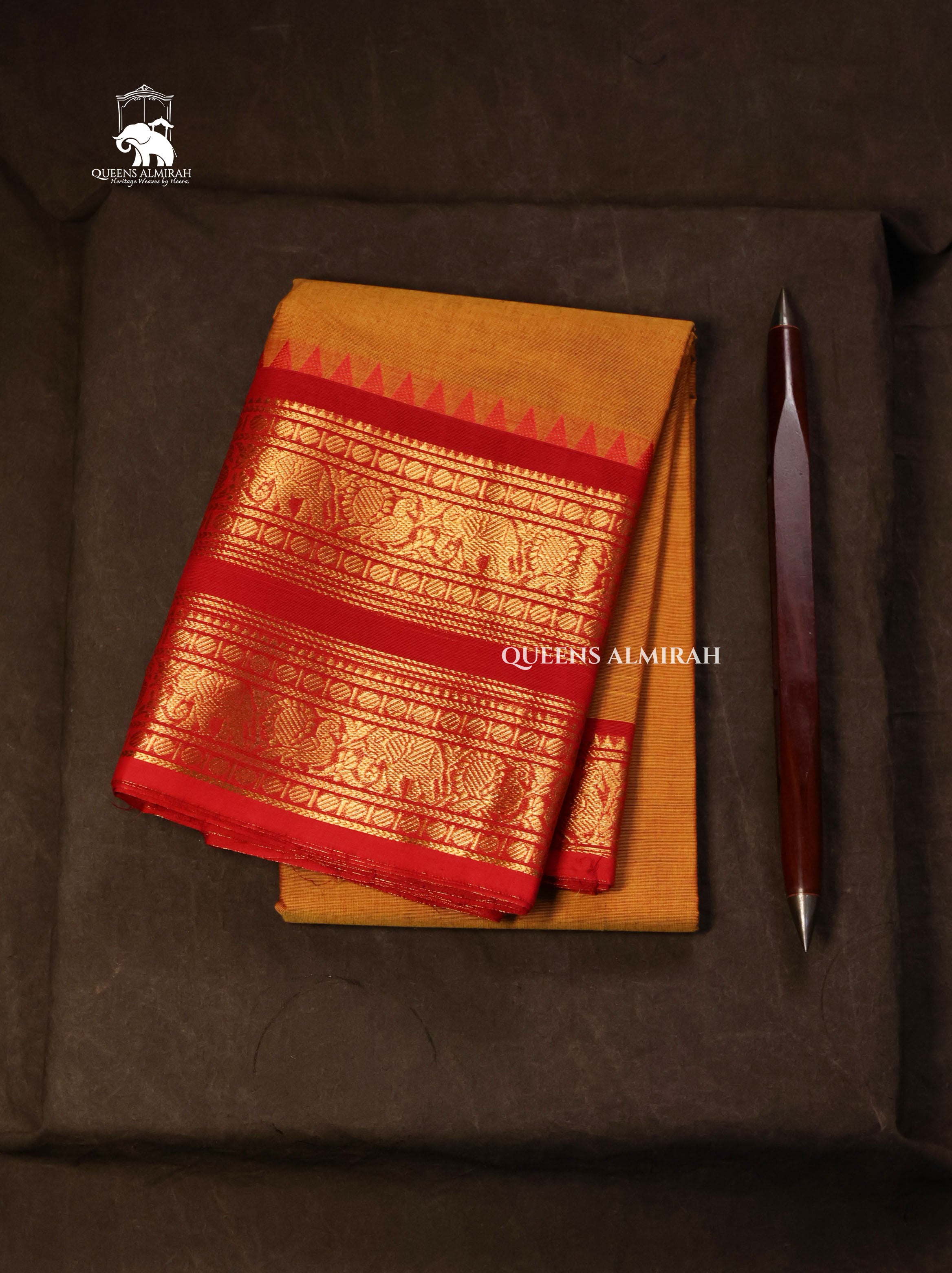 Yellow With Red Kanchi Cotton Saree