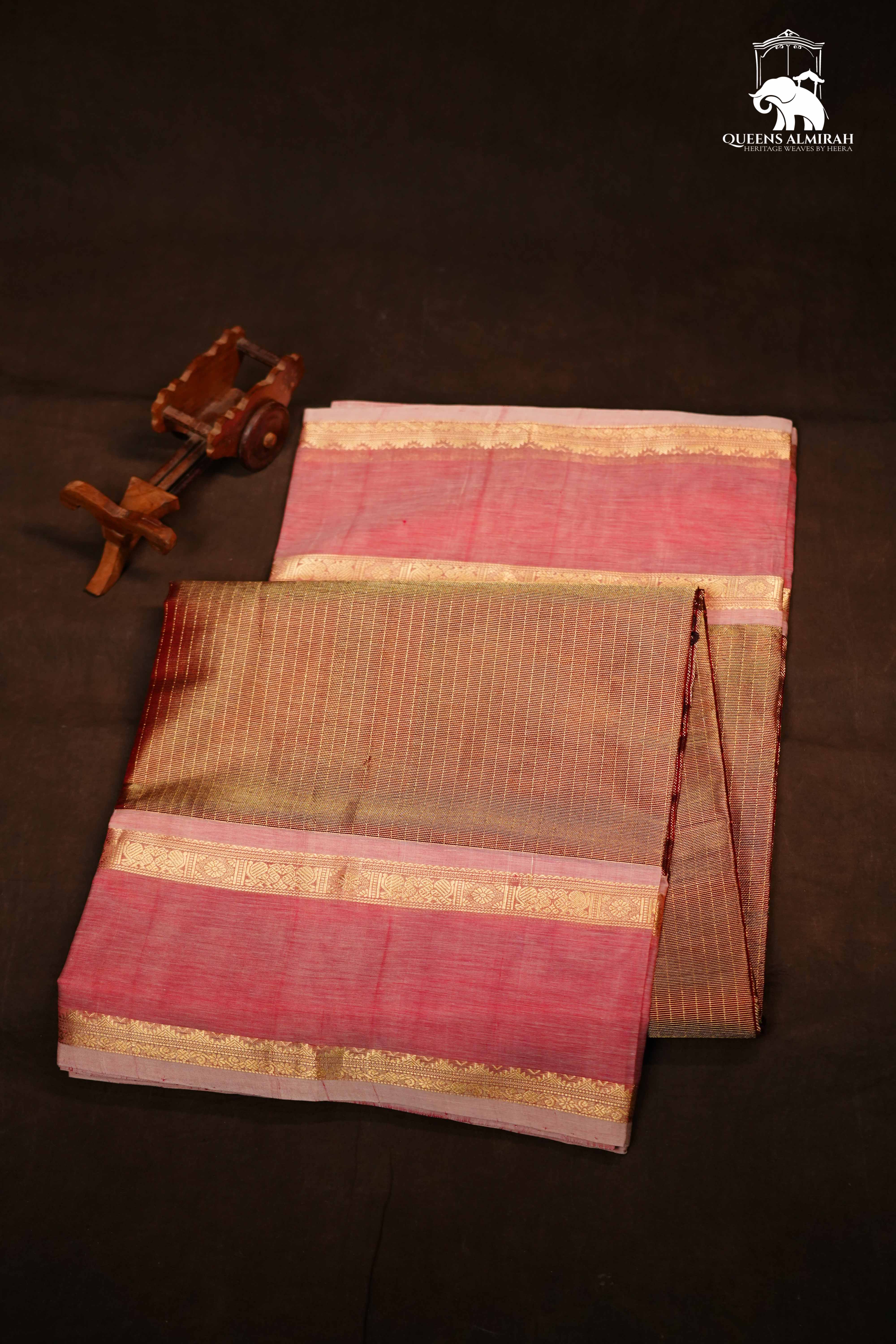 Dual Shade Of Pink -Royal Karaikudi Chettinad Tissue Silk Cotton Saree