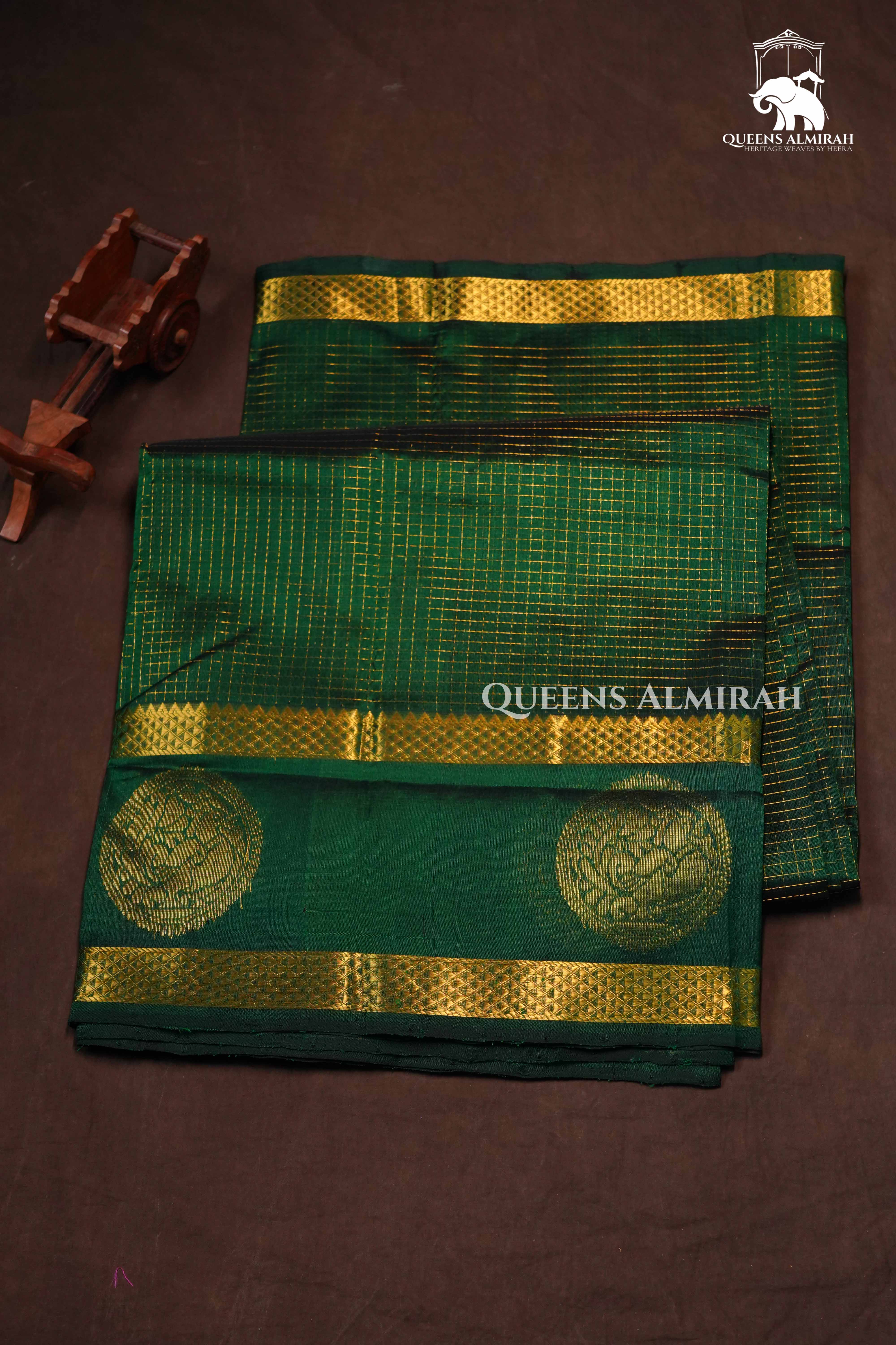 Bottle Green Pure Kanchi Silk Cotton Saree