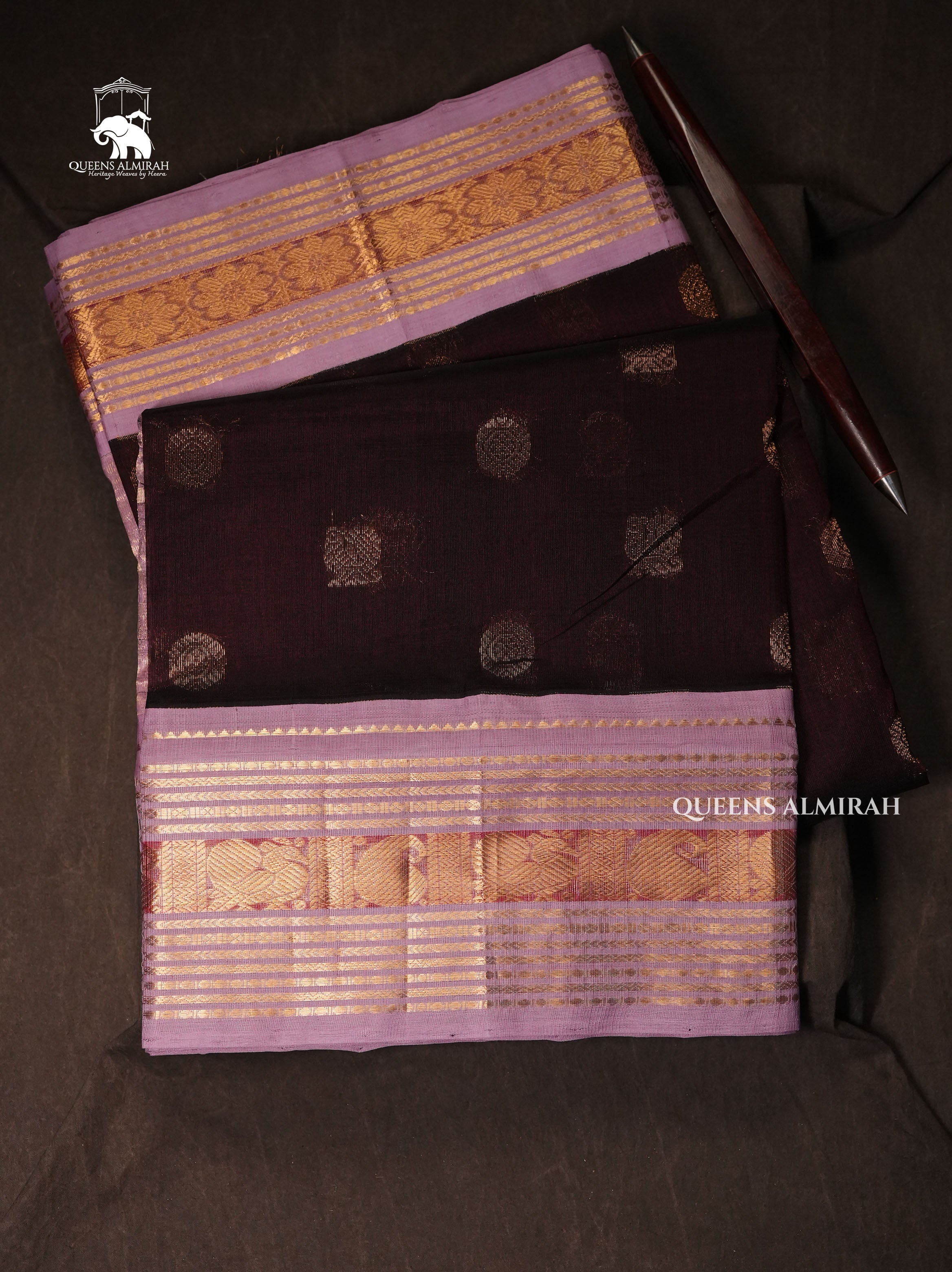 Coffee Brown With Onion Pink Pure Silk Cotton Saree