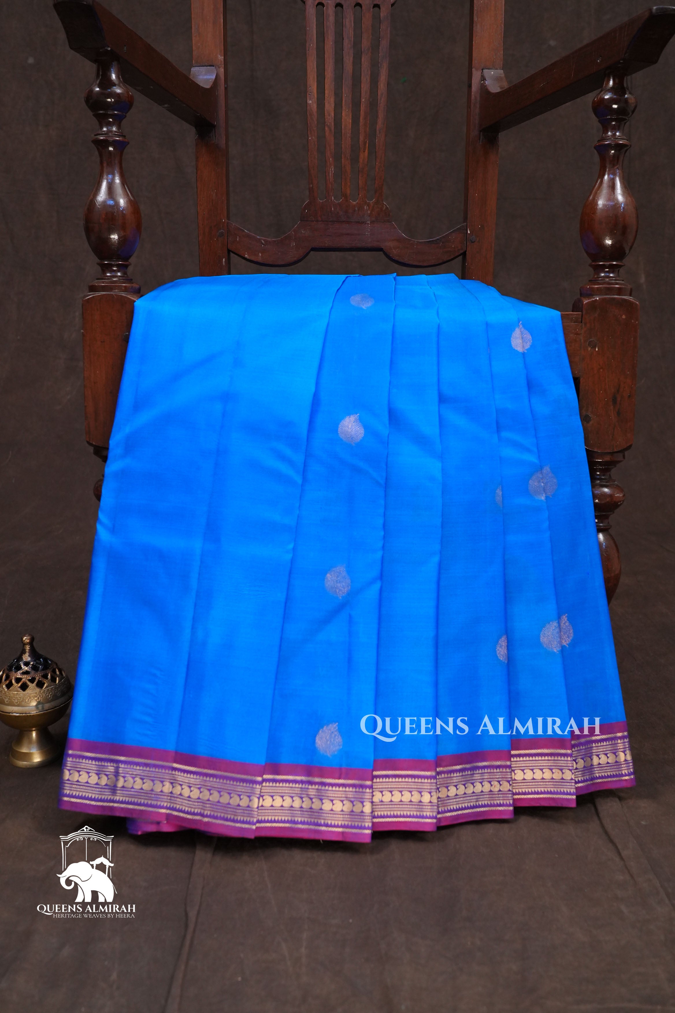 Blue With Purple Pure Kanchivaram Silk Saree