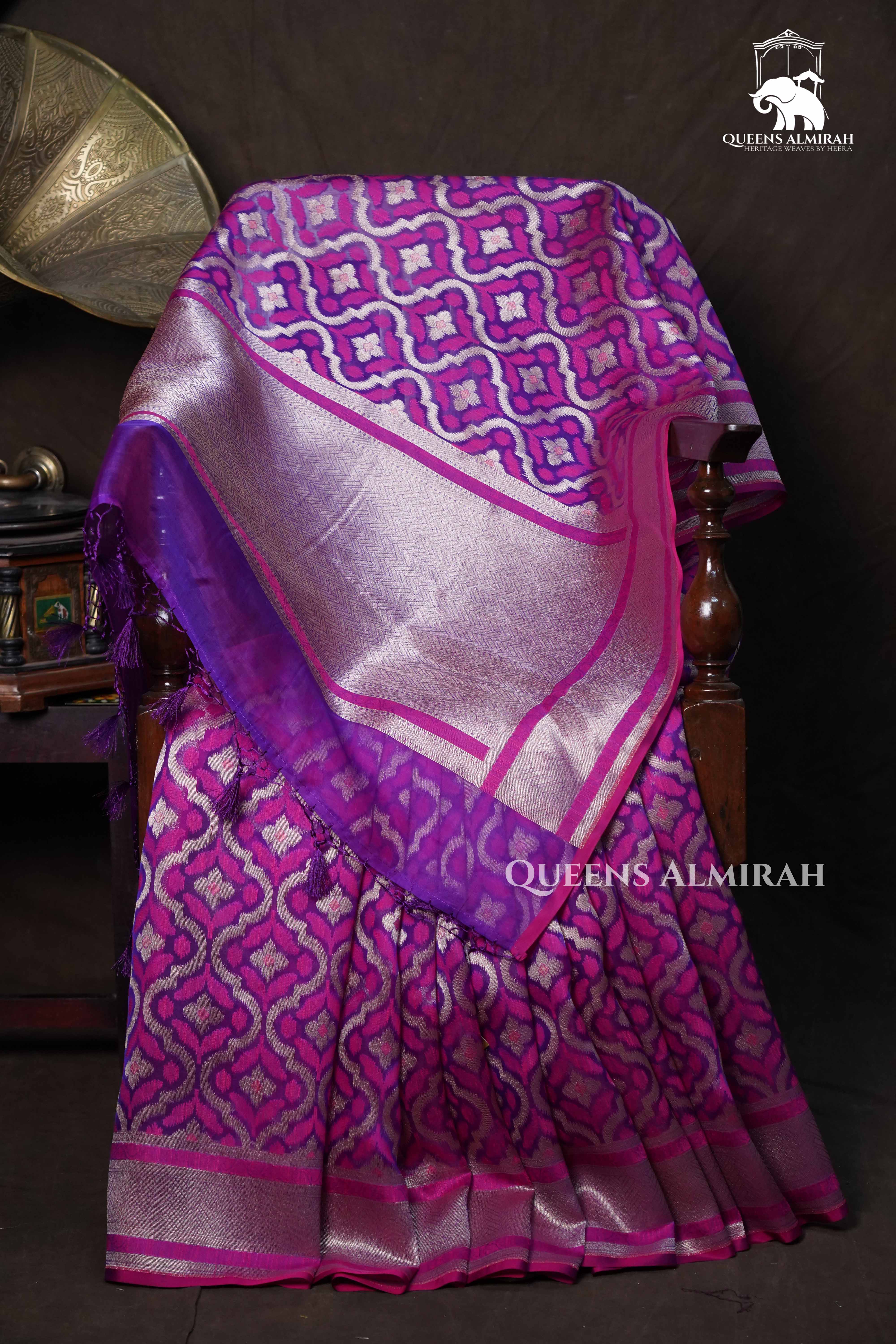 Magenta Banarasi Oranza Silk Saree