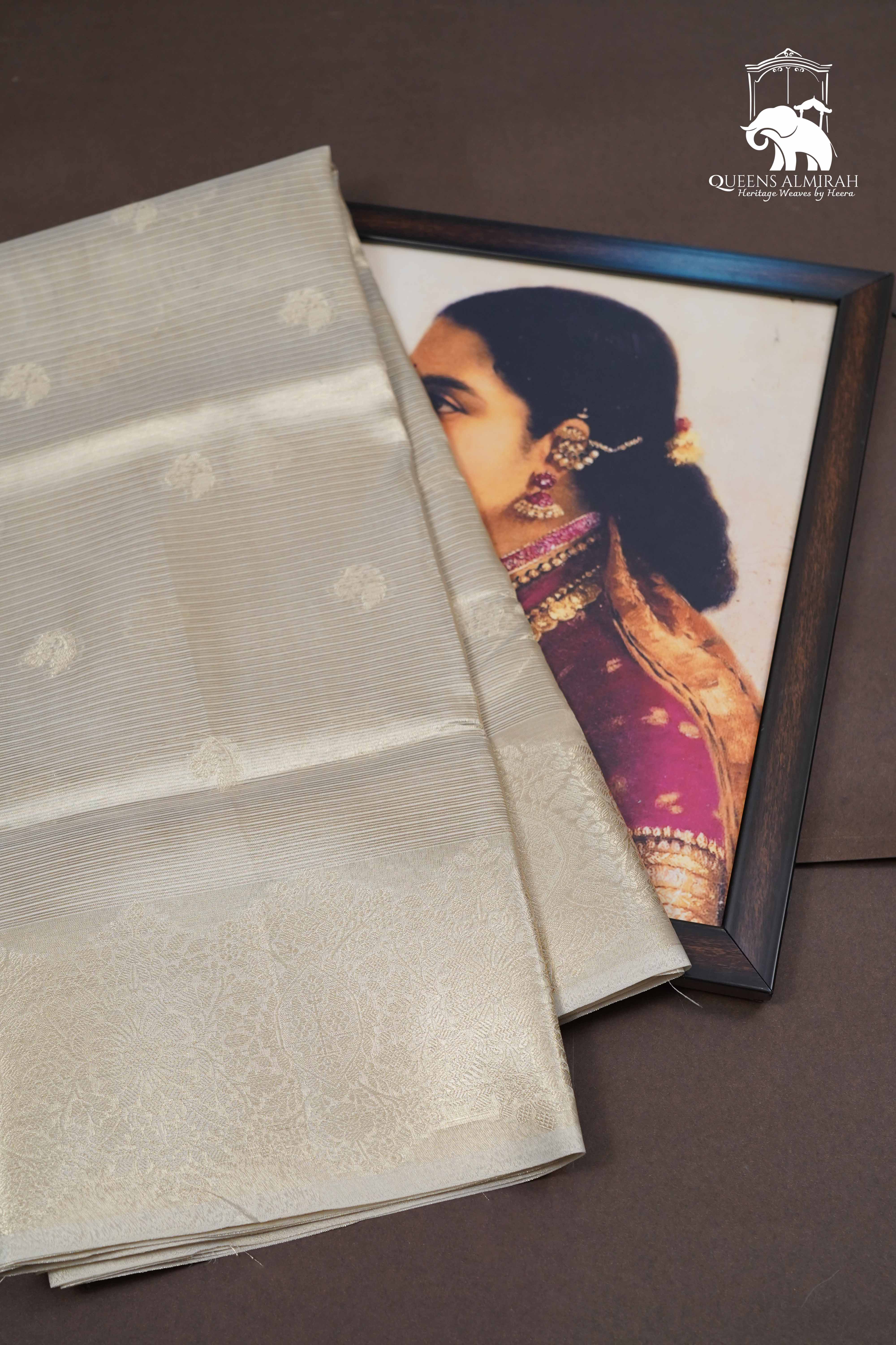 SILVER KOTA TISSUE SAREE - Queens Jewel Emporium