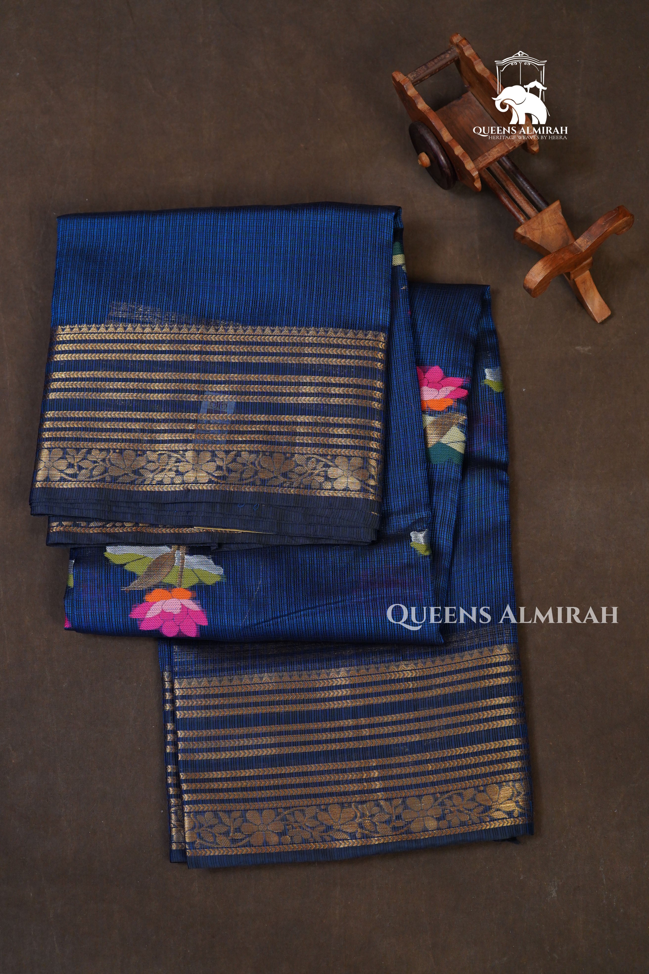 Peacock Blue Pure Kota Silk Saree