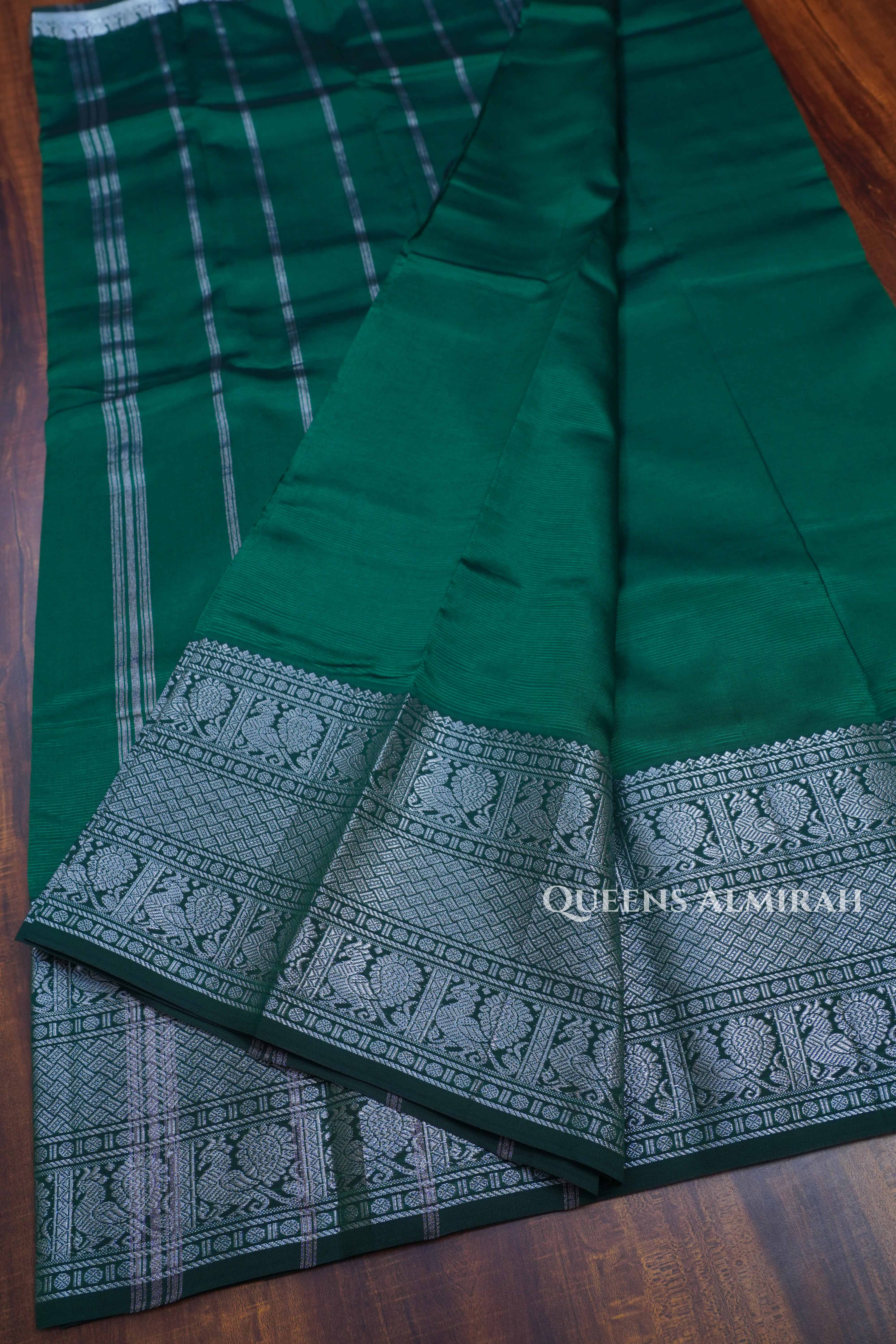 Dark Green Mangalgiri Saree