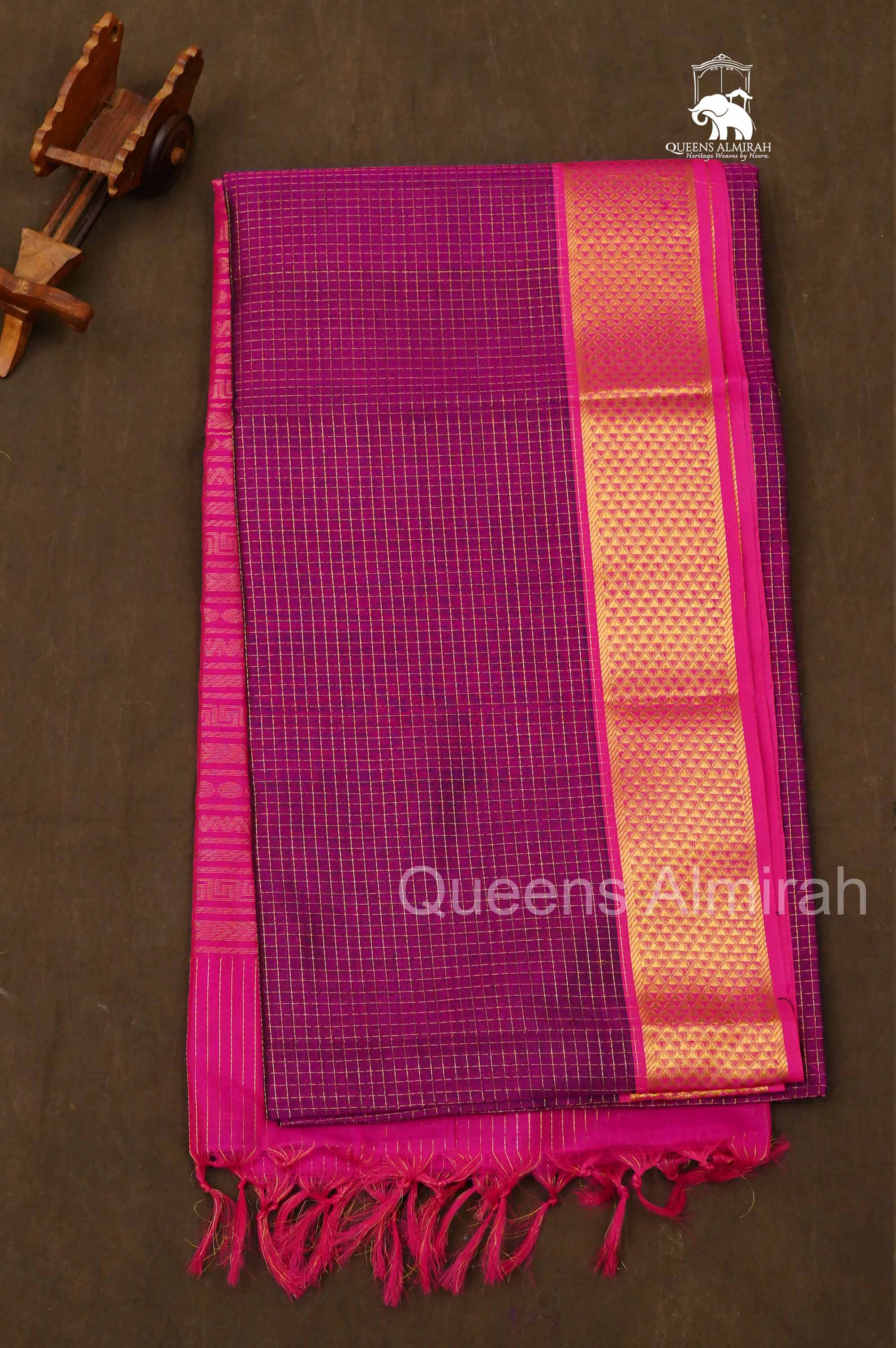Purple With Pink Pure Silk Cotton Saree