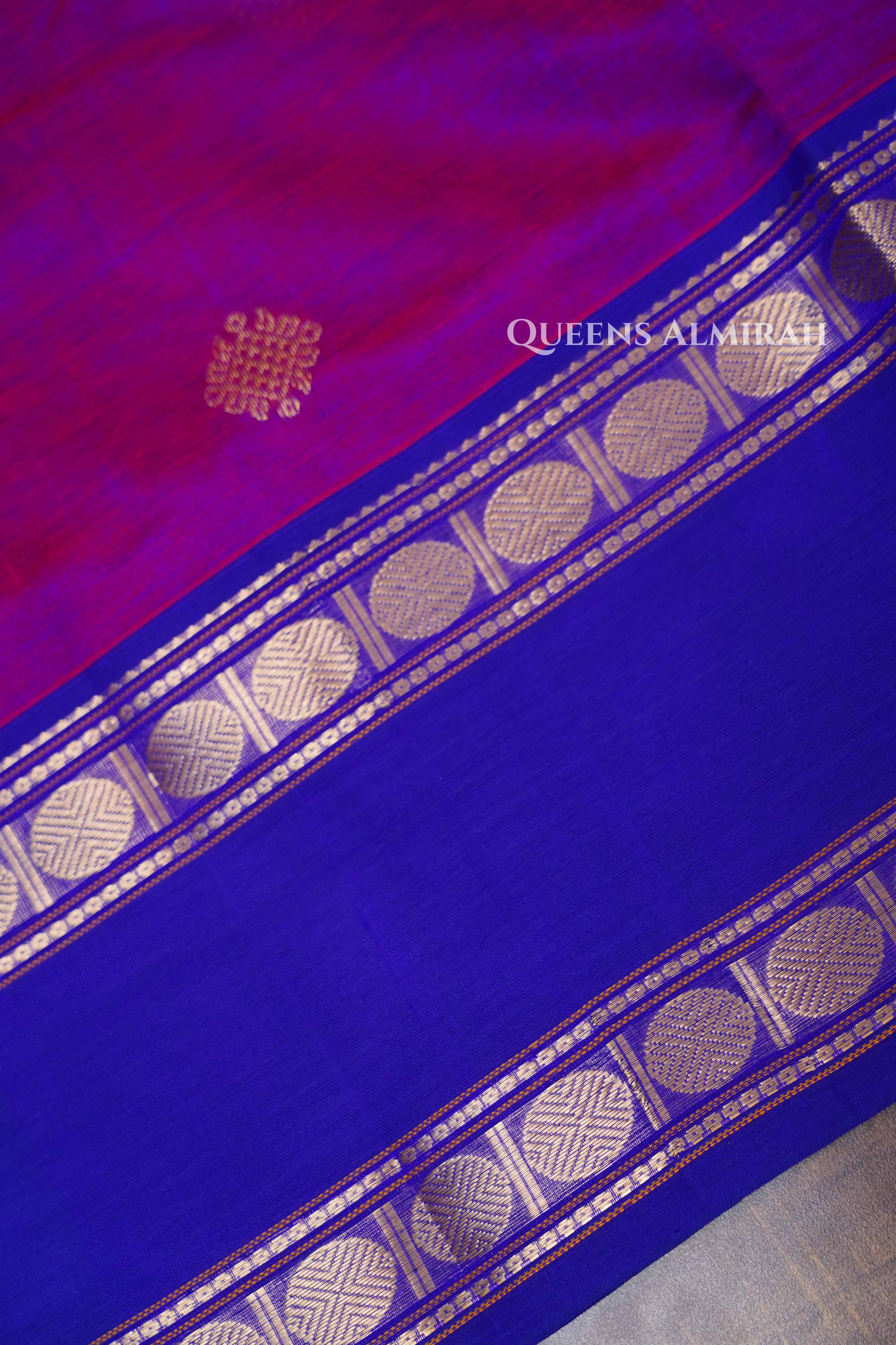 Magenta Purple Karaikudi Chettinad Silk Cotton Saree