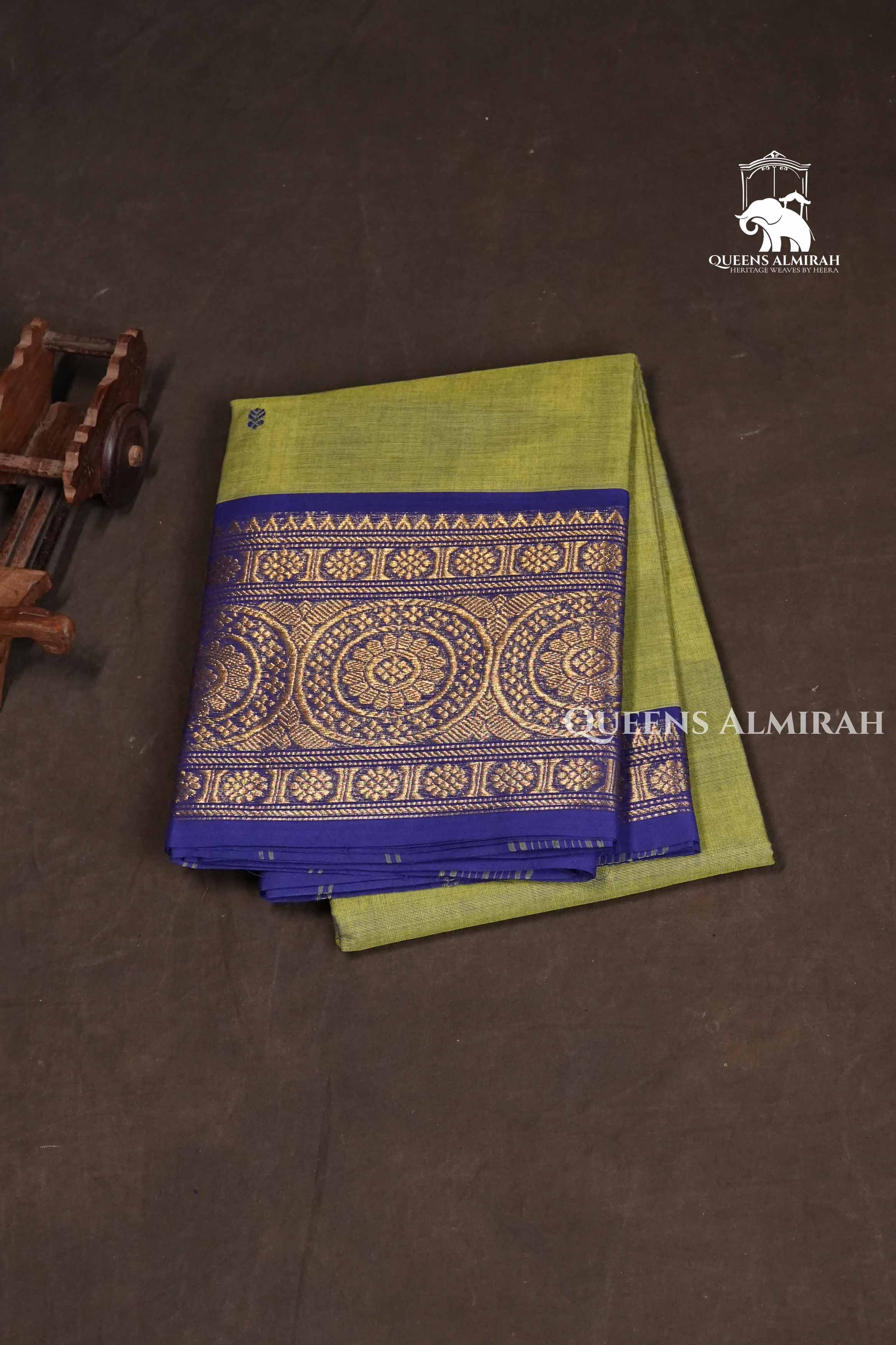 Green With Blue Kanchi Cotton Saree