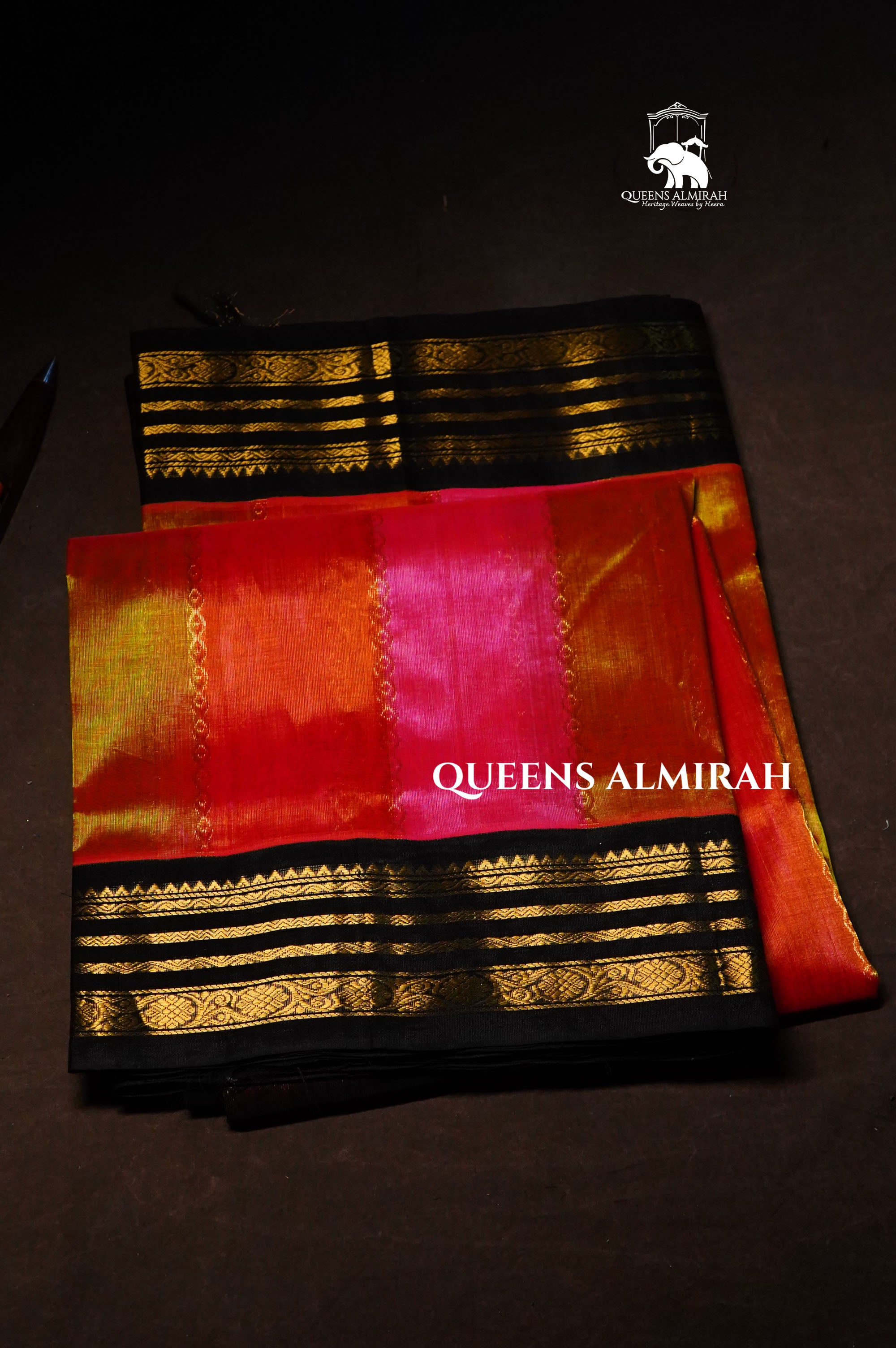 Multi Color With Black Varisapet Border Pure Silk Cotton Saree