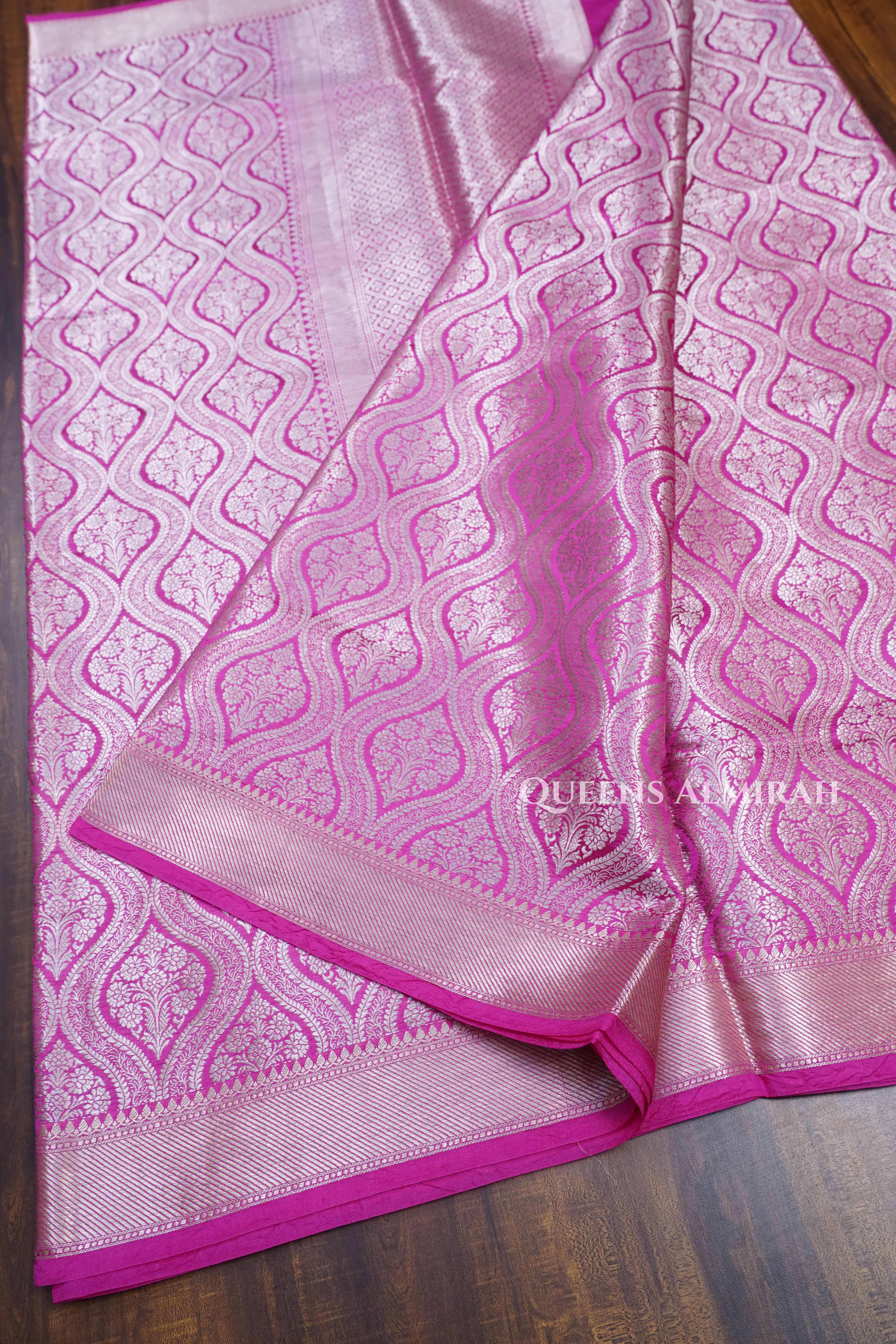 Magenta Pink Banarasi Silk Saree