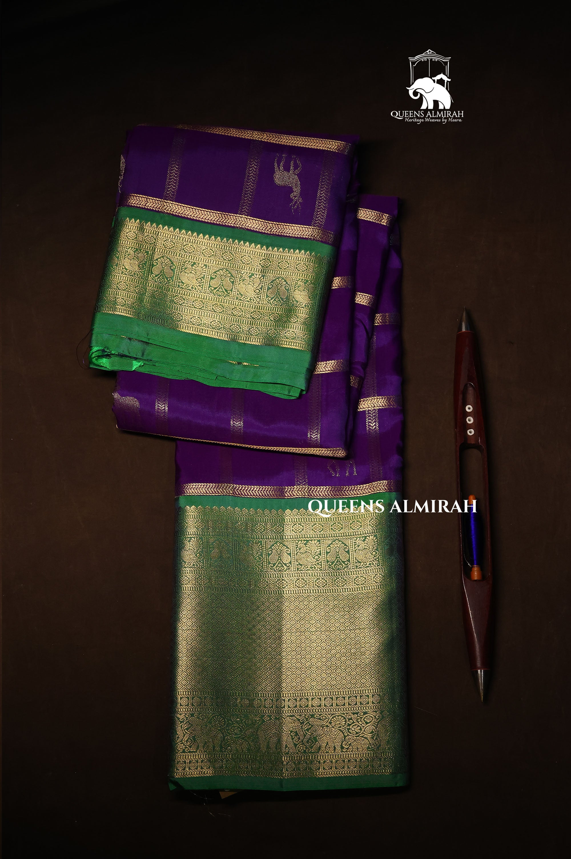 Deep Purple With Green Budget Kanchivaram Silk Saree