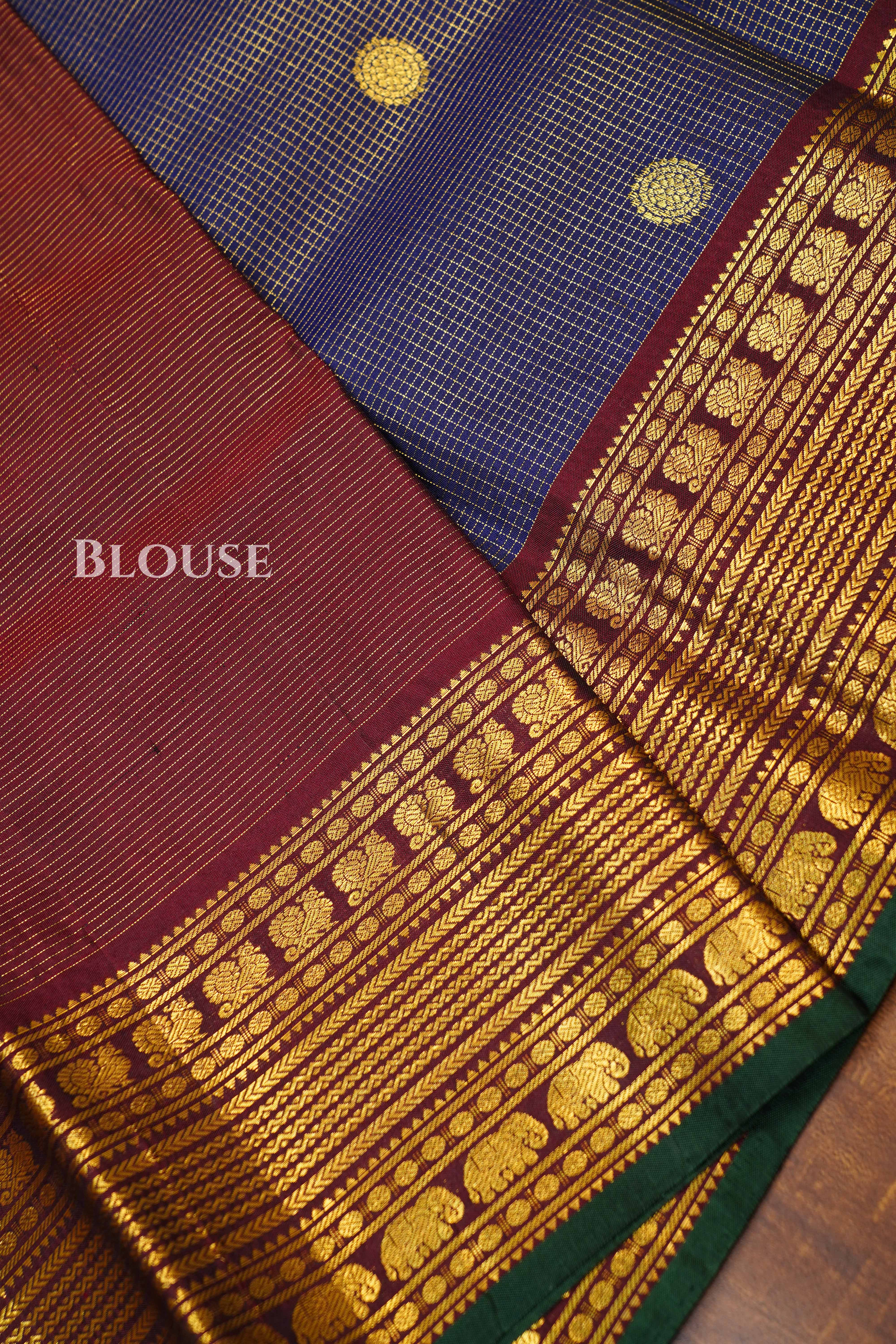 Navy Blue Pure Kanchivaram Silk Saree
