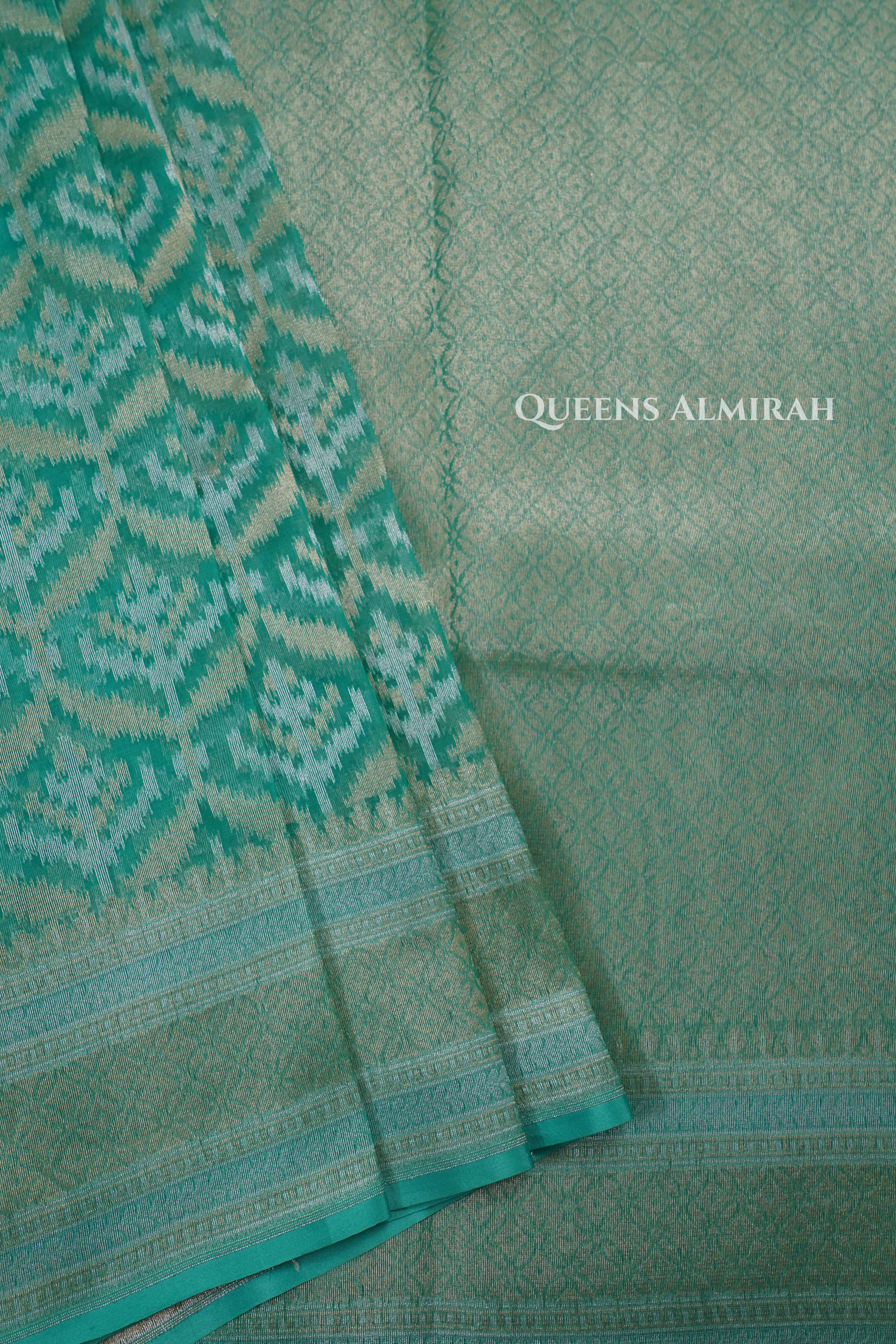 Sea Green Banarasi Organza Saree