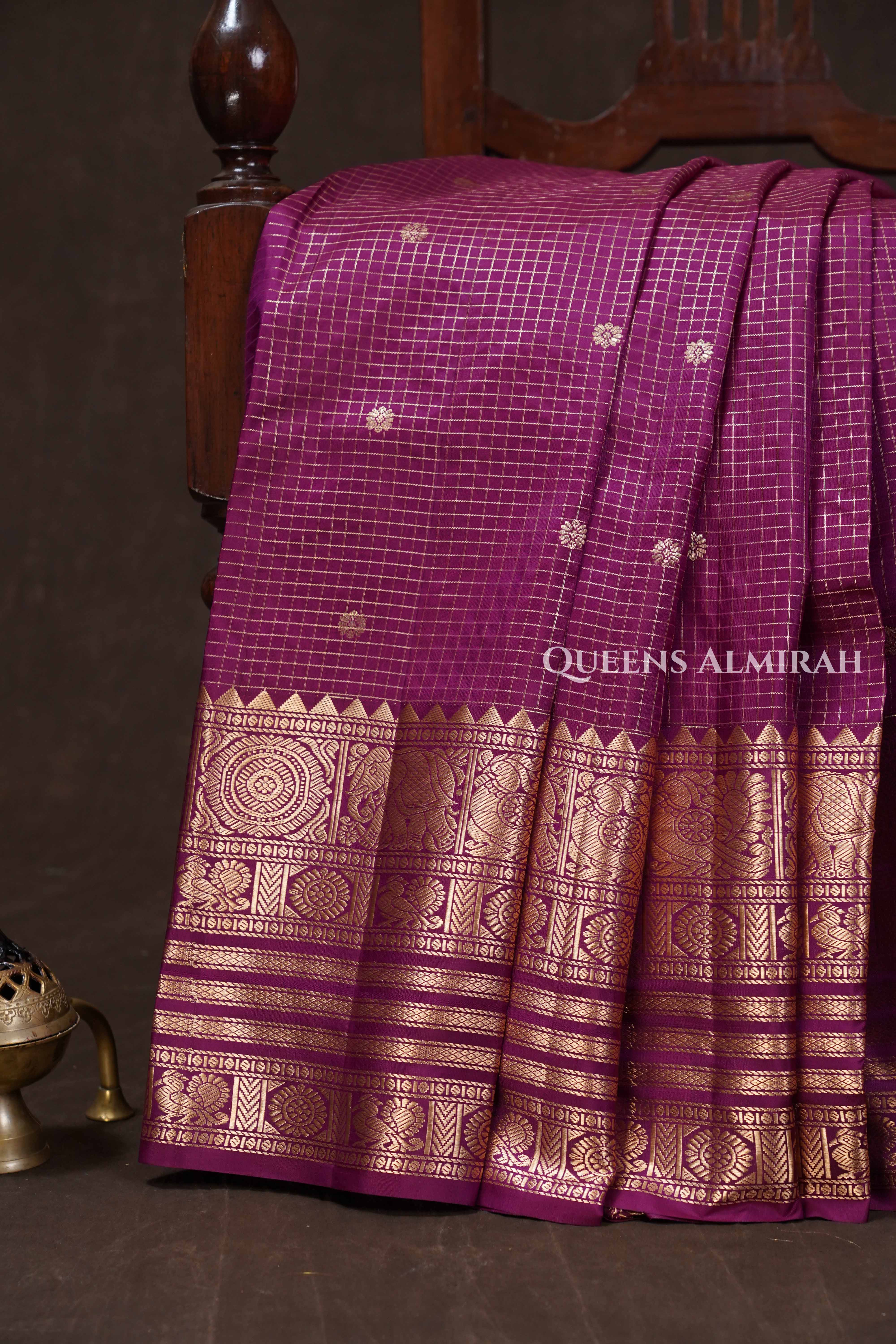 Vadamalli Purple Vintage Pure Kanchivaram Silk Saree