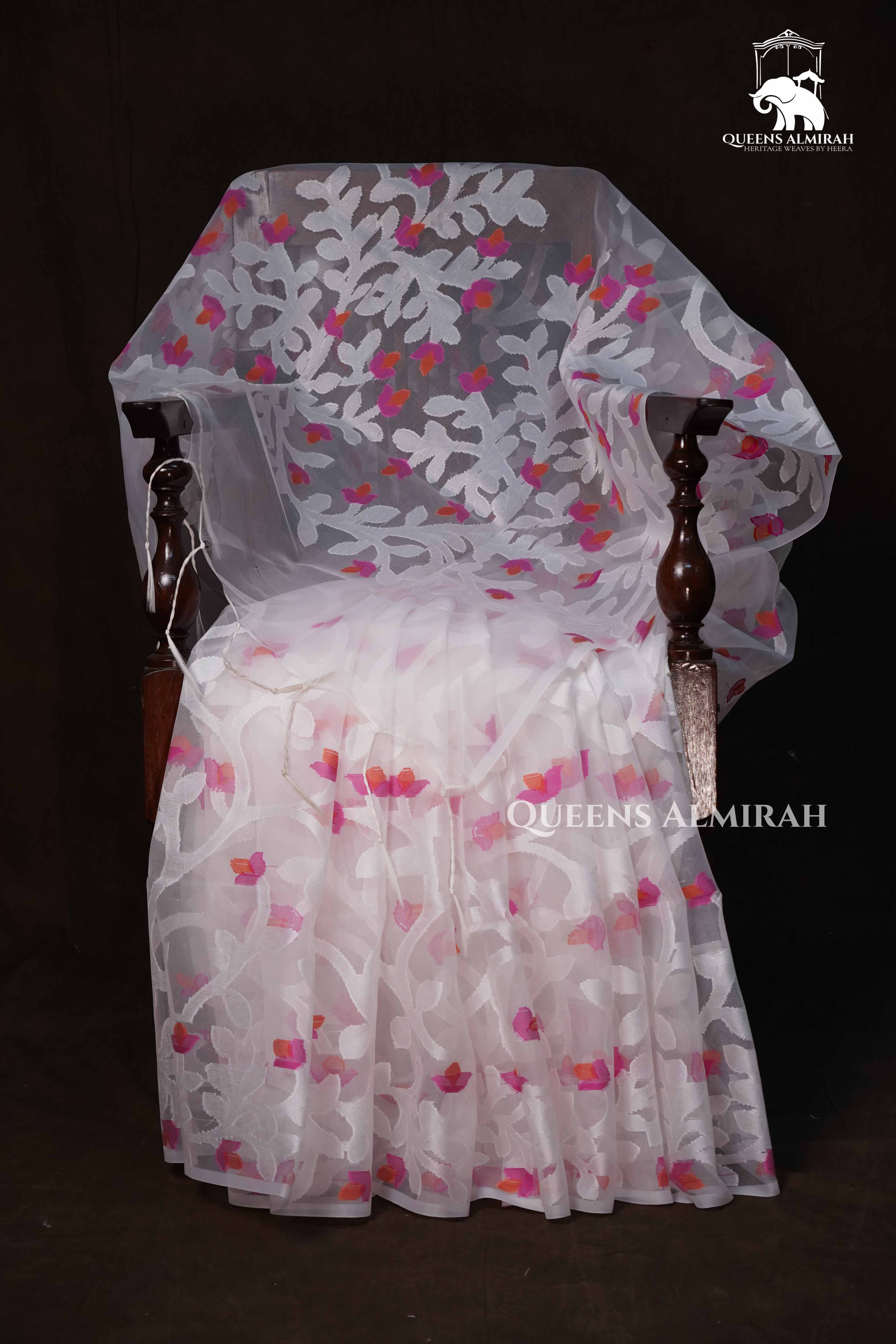 White Muslin Jamdani Saree